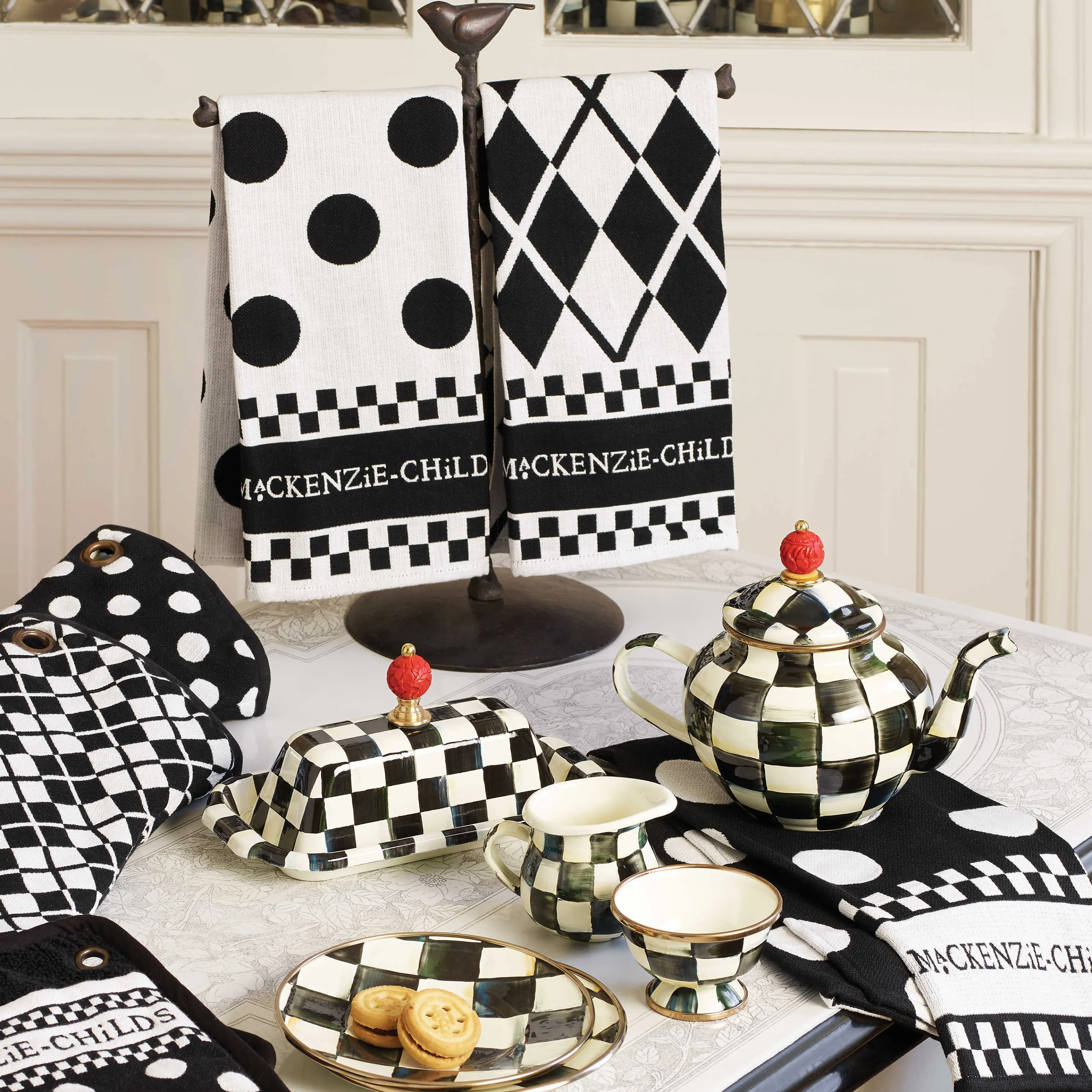 Black & White Dot Dish Towels - Set Of 3