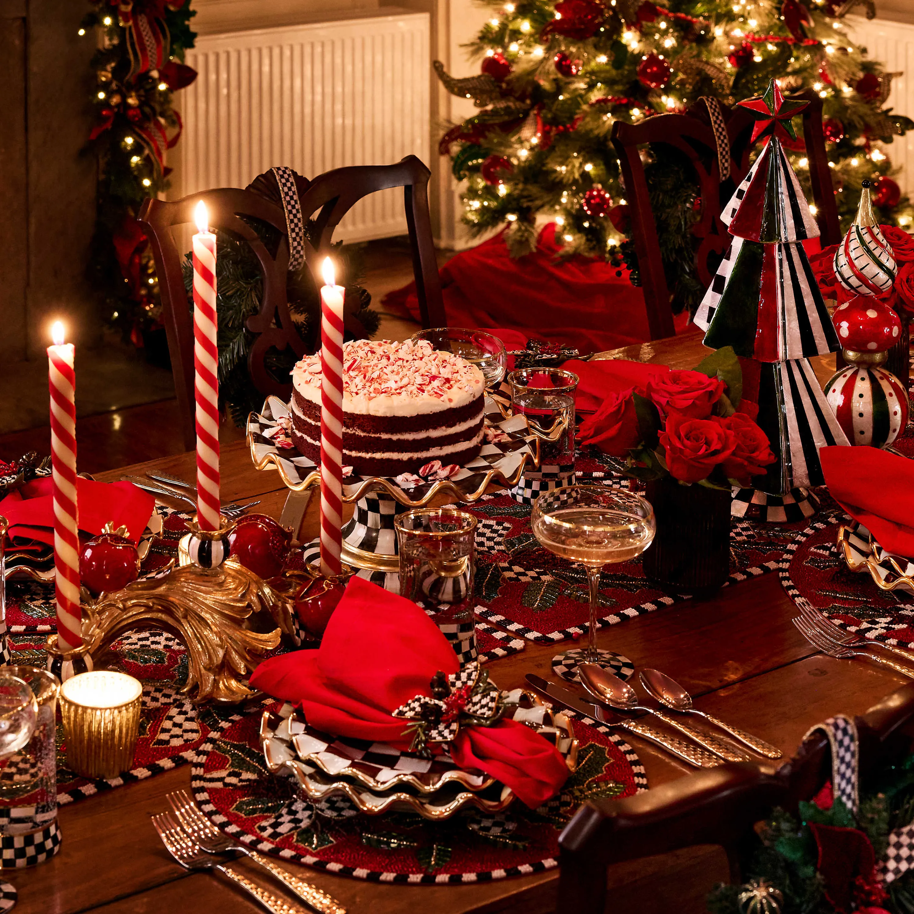 Candy Cane Dinner Candles - Set Of 2