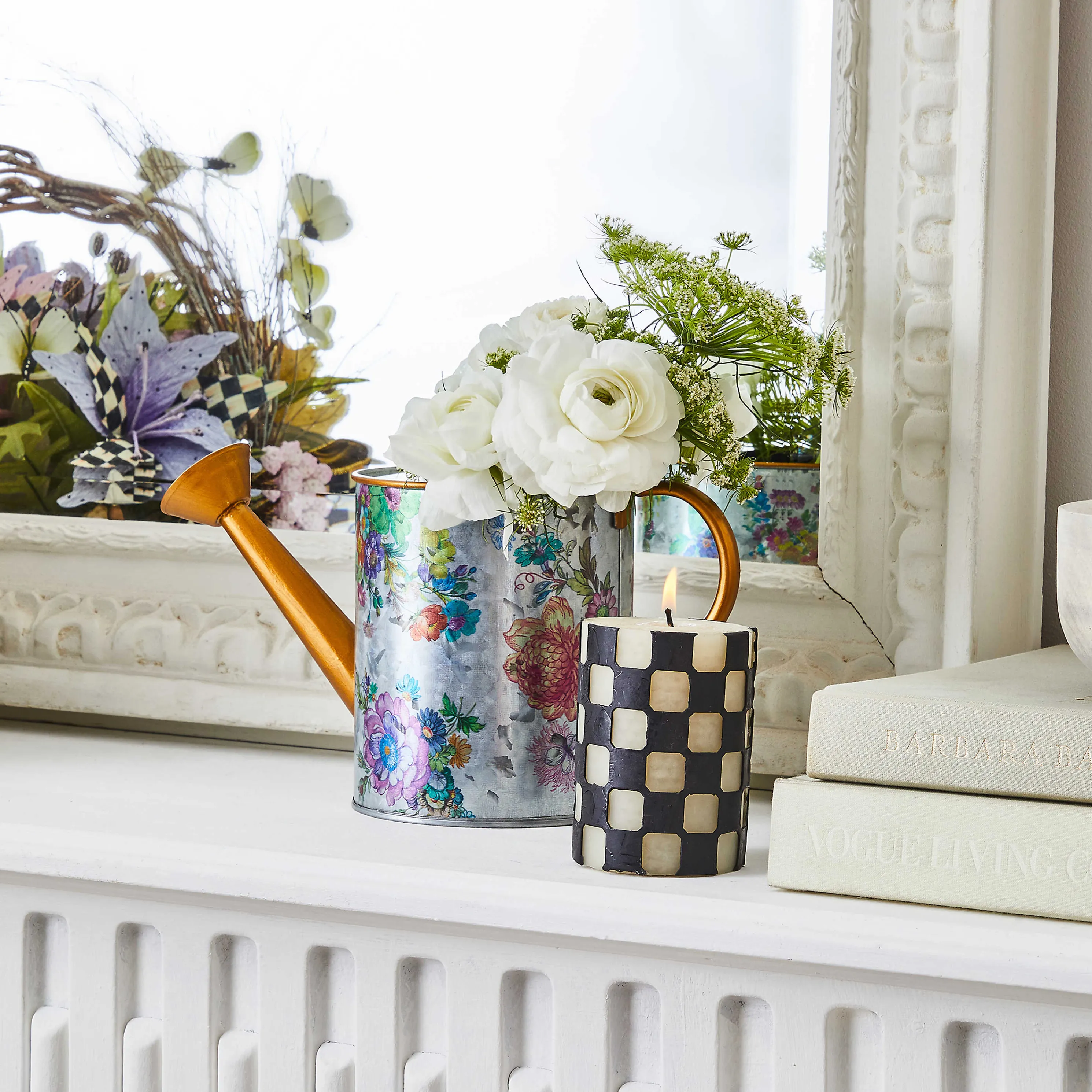 Check Pillar Candle - 4" - Black