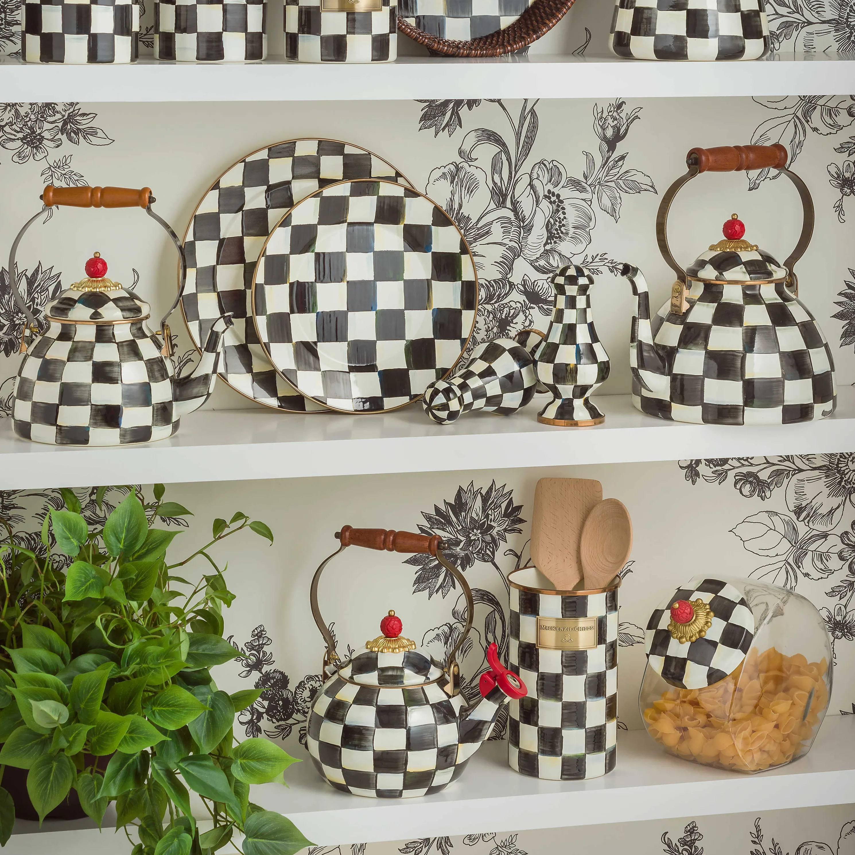 Cookie Jar With Courtly Check Enamel Lid
