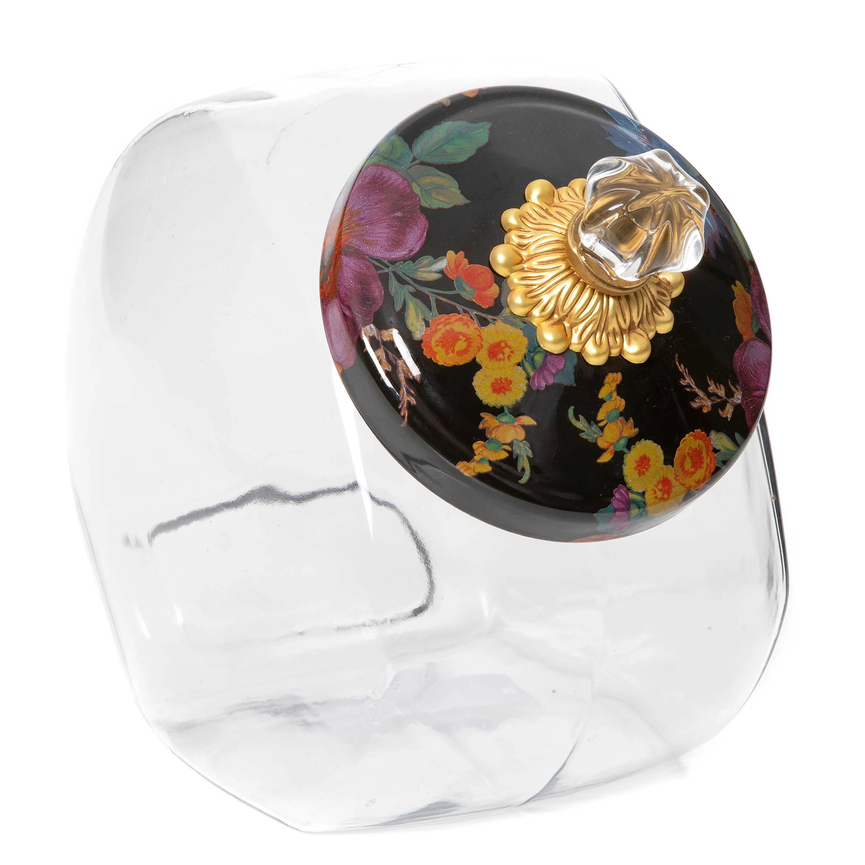 Cookie Jar With Flower Market Enamel Lid - Black