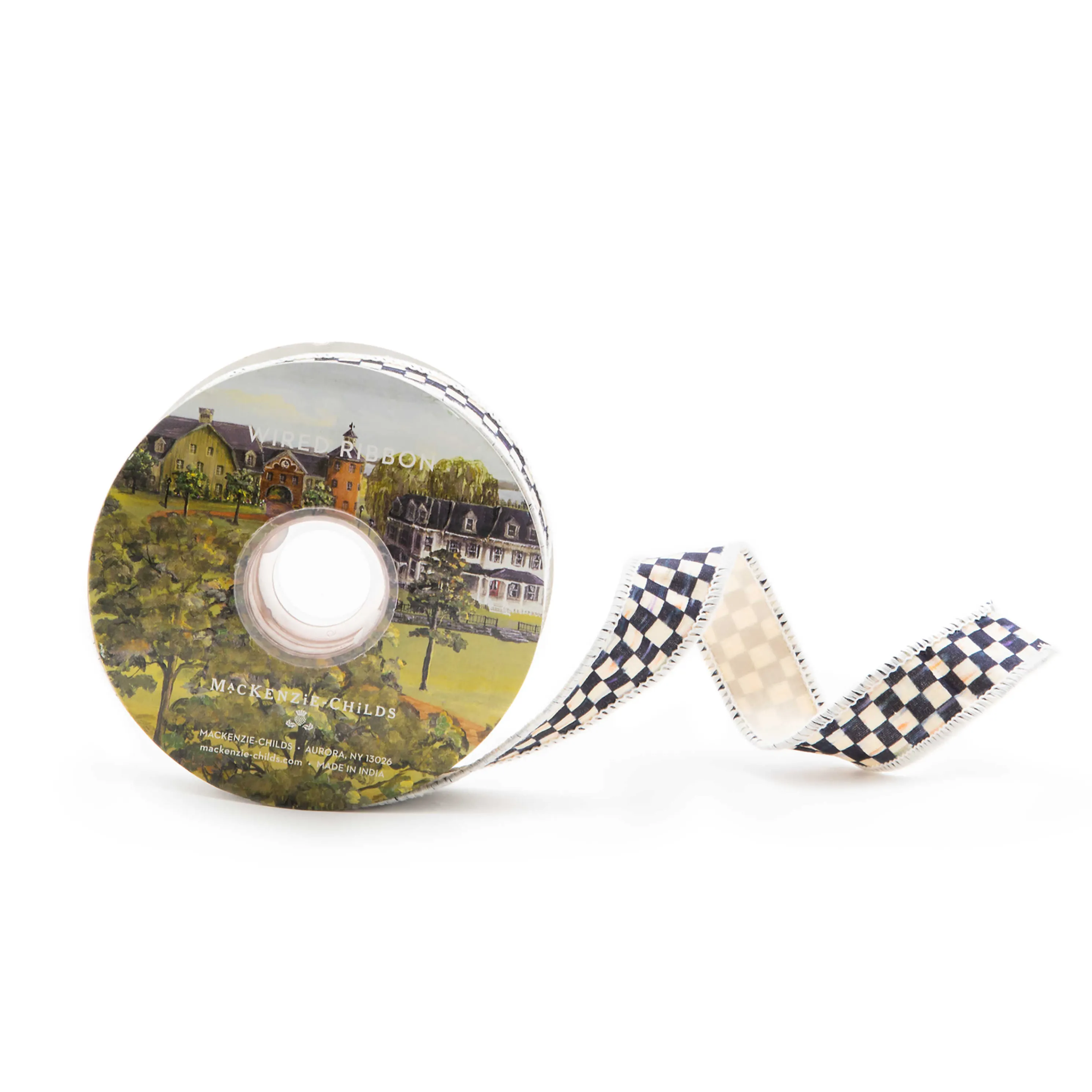 Courtly Check 1" Ribbon - Ivory