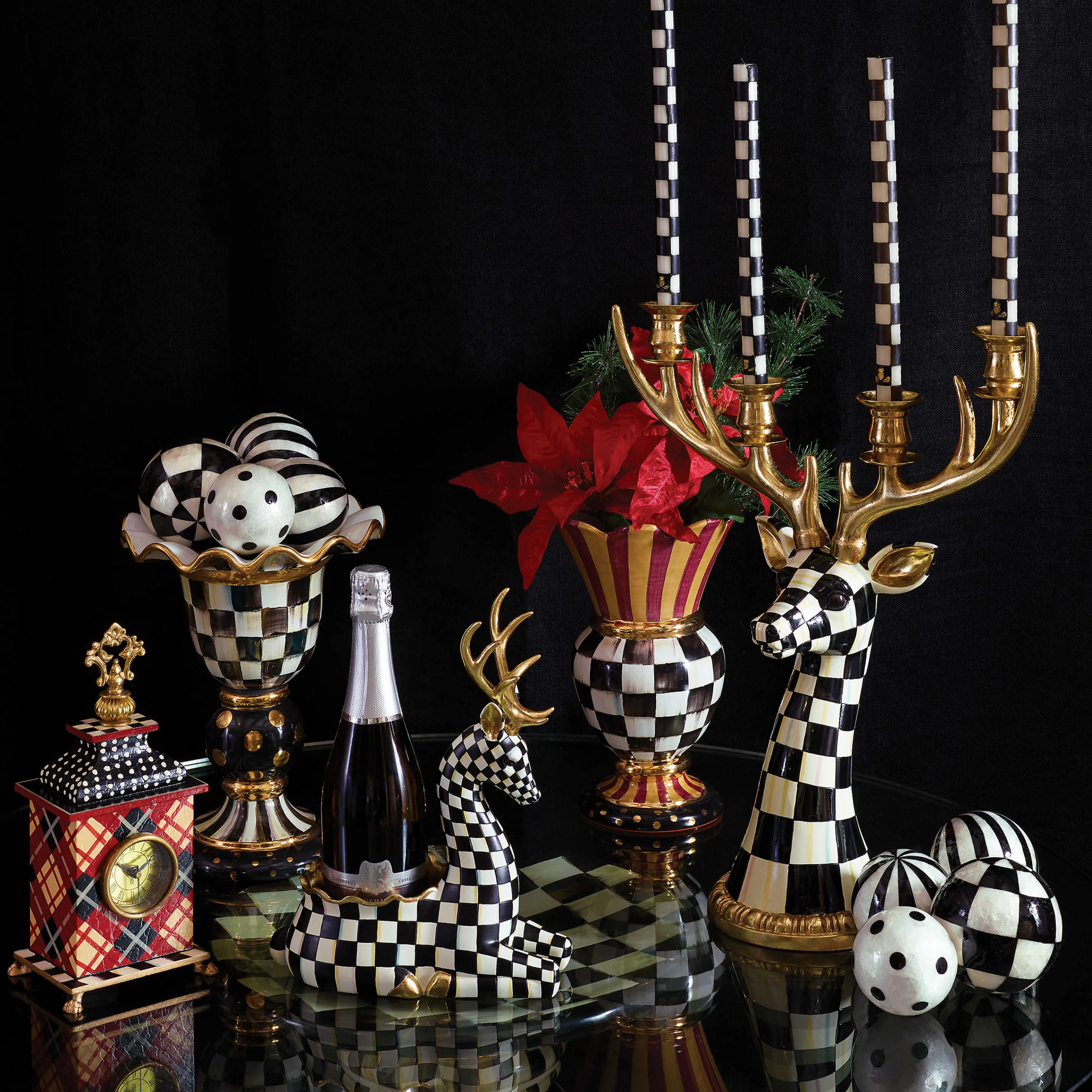 Courtly Check Deer Head Candelabra