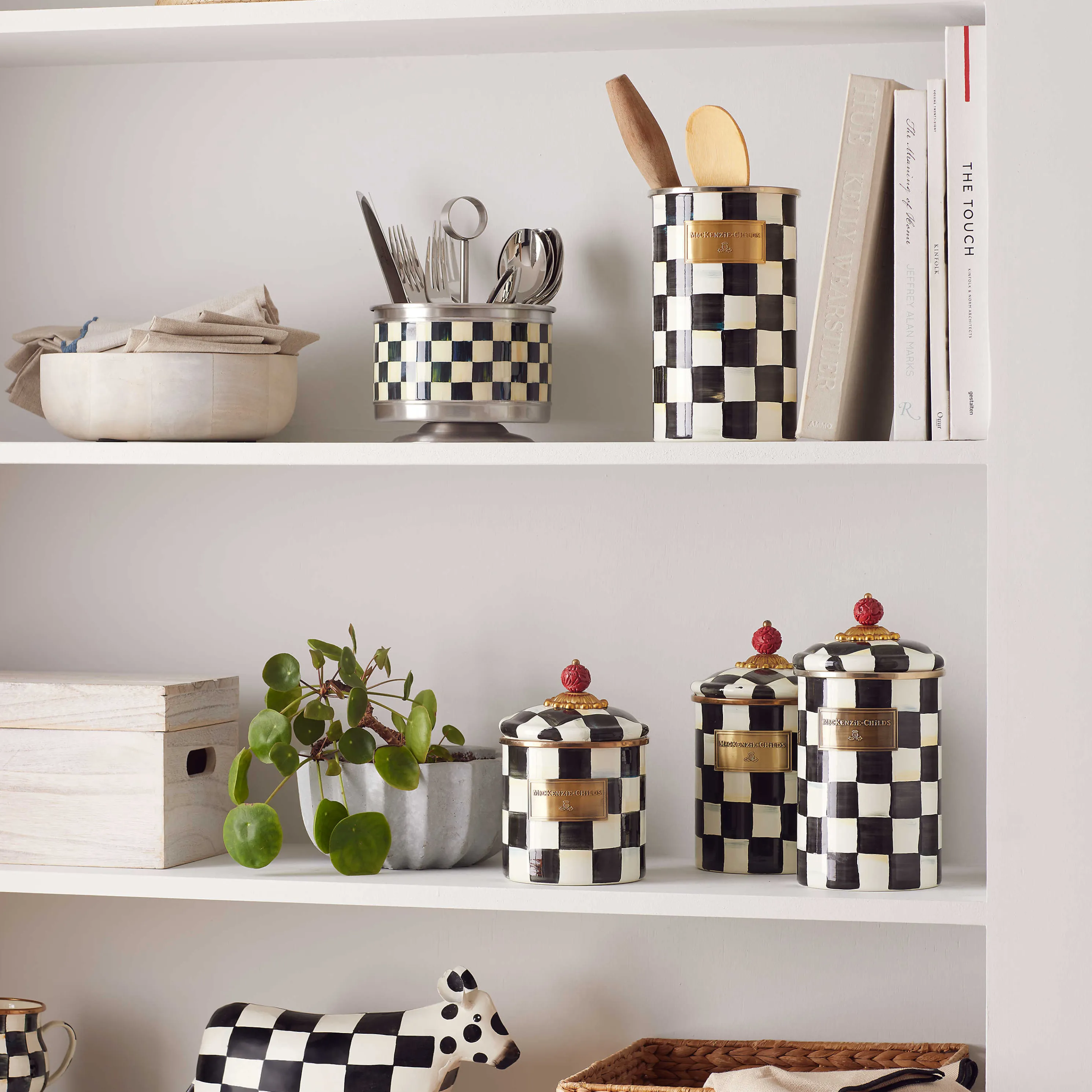 Courtly Check Enamel Utensil Holder