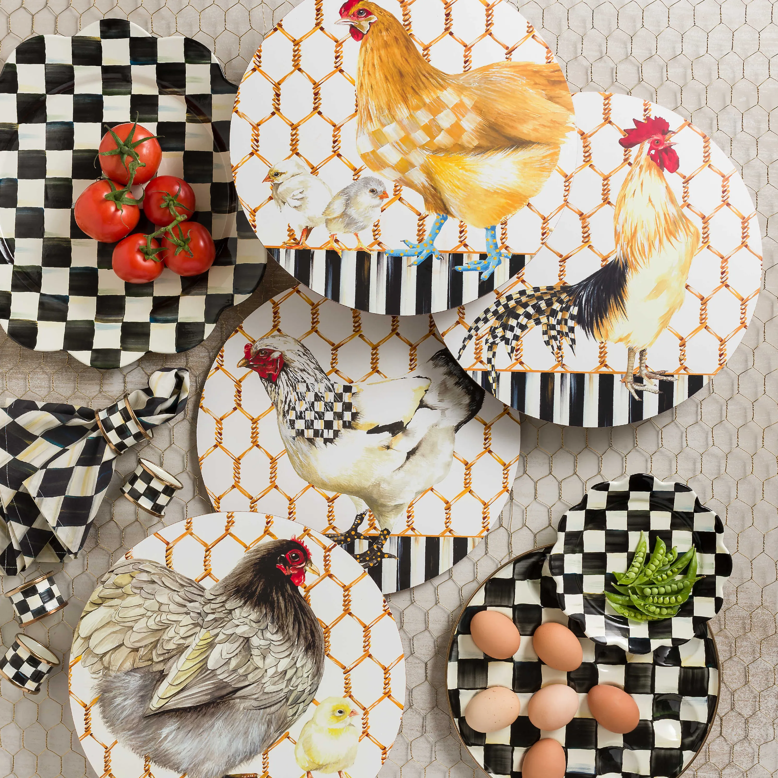 Courtly Check Enamel Egg Plate