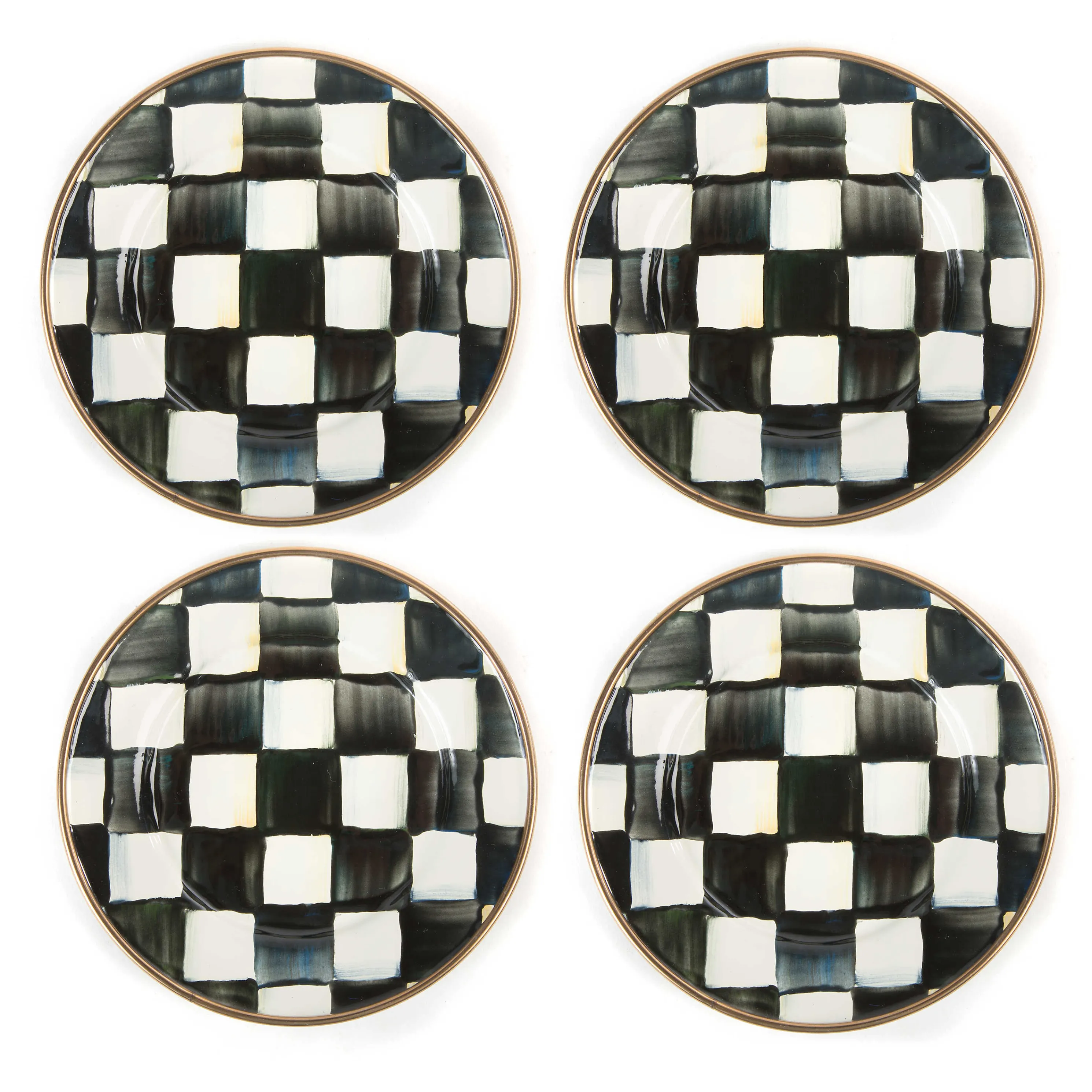 Courtly Check Enamel Appetizer Plates - Set Of 4