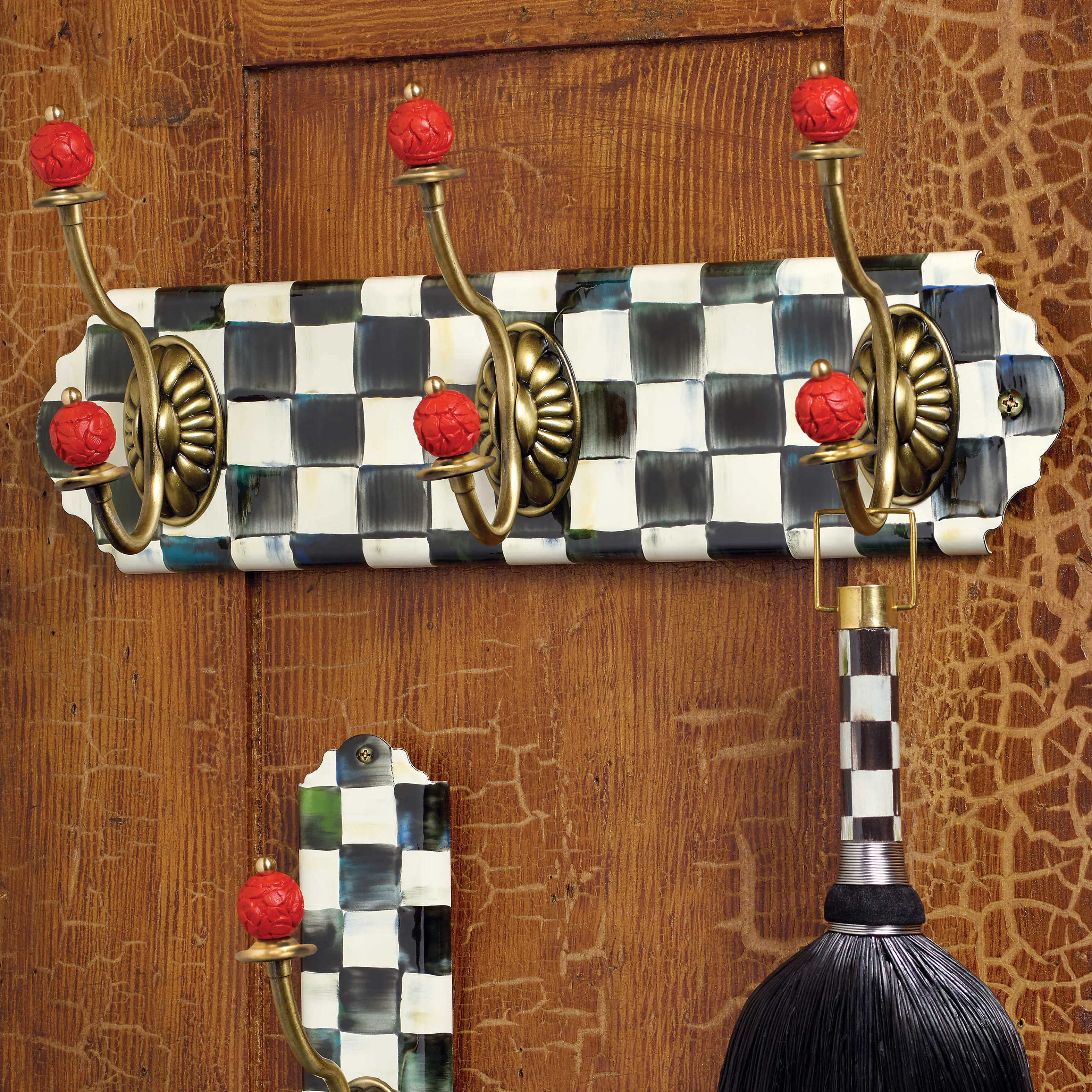 Courtly Check Enamel Triple Wall Hook