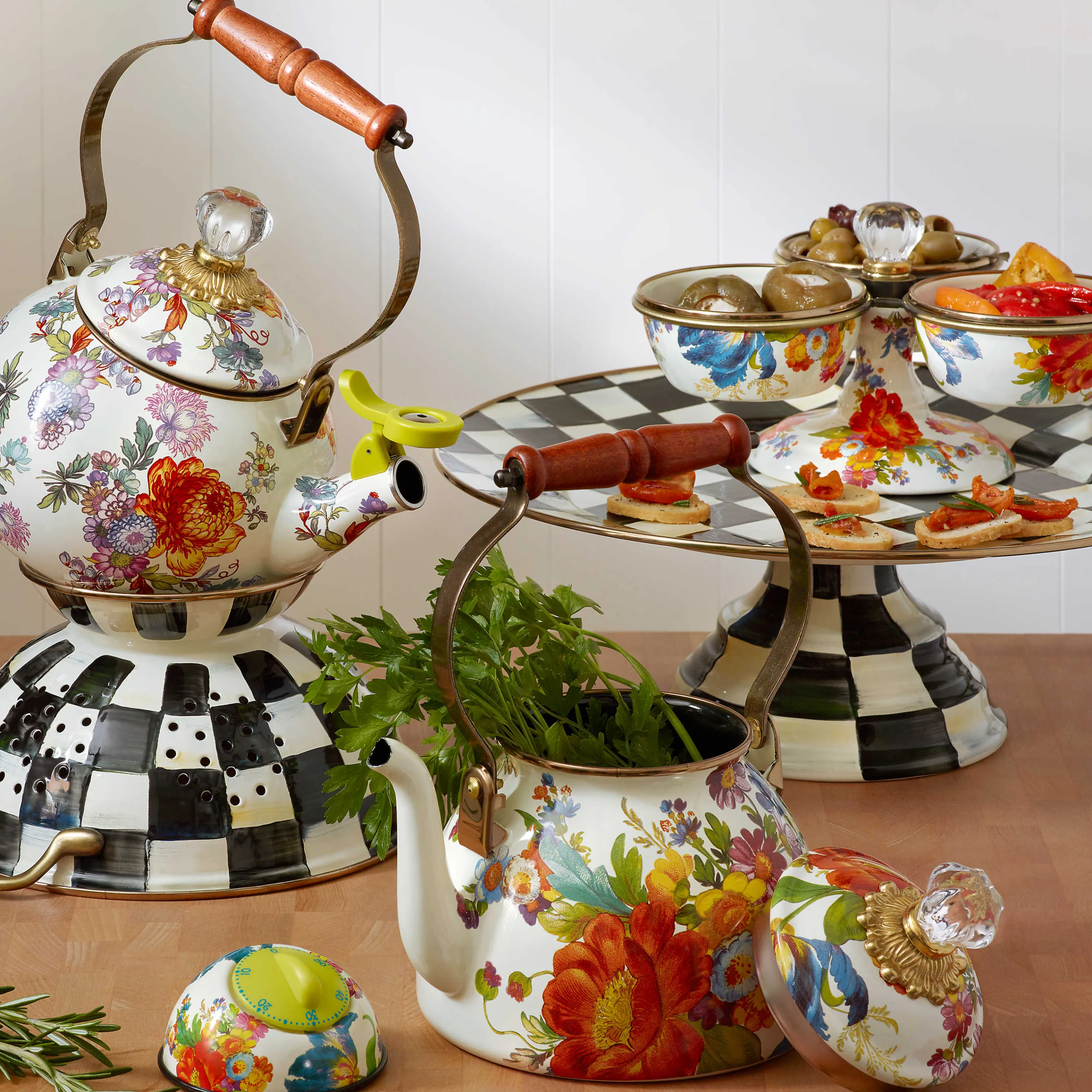 Courtly Check Enamel Colander - Large