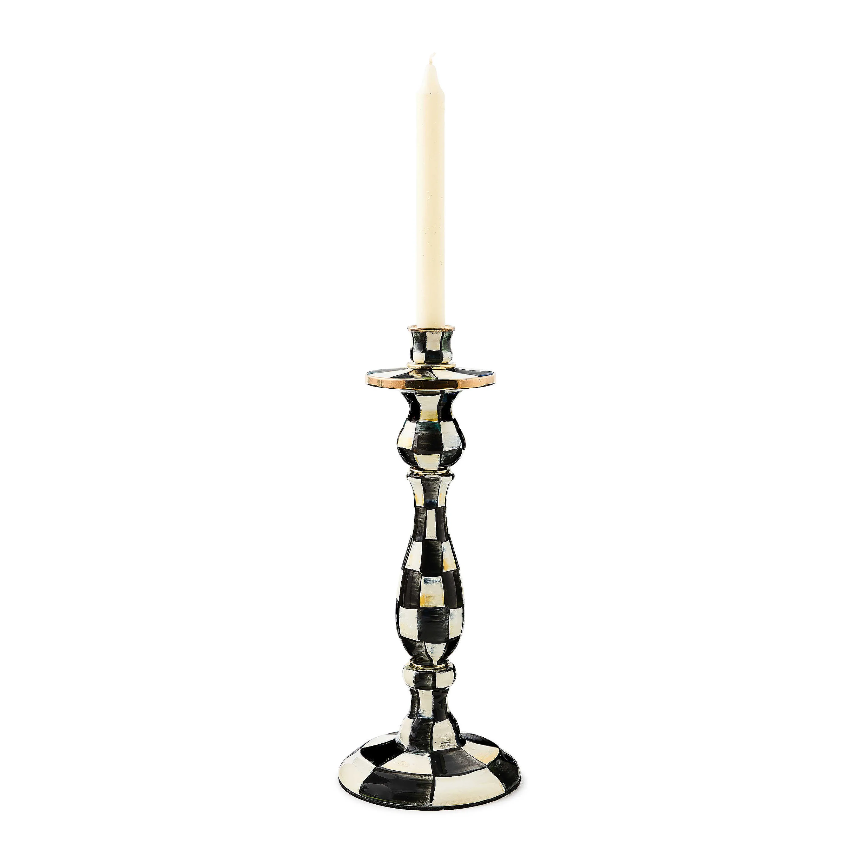 Courtly Check Enamel Candlestick - Large
