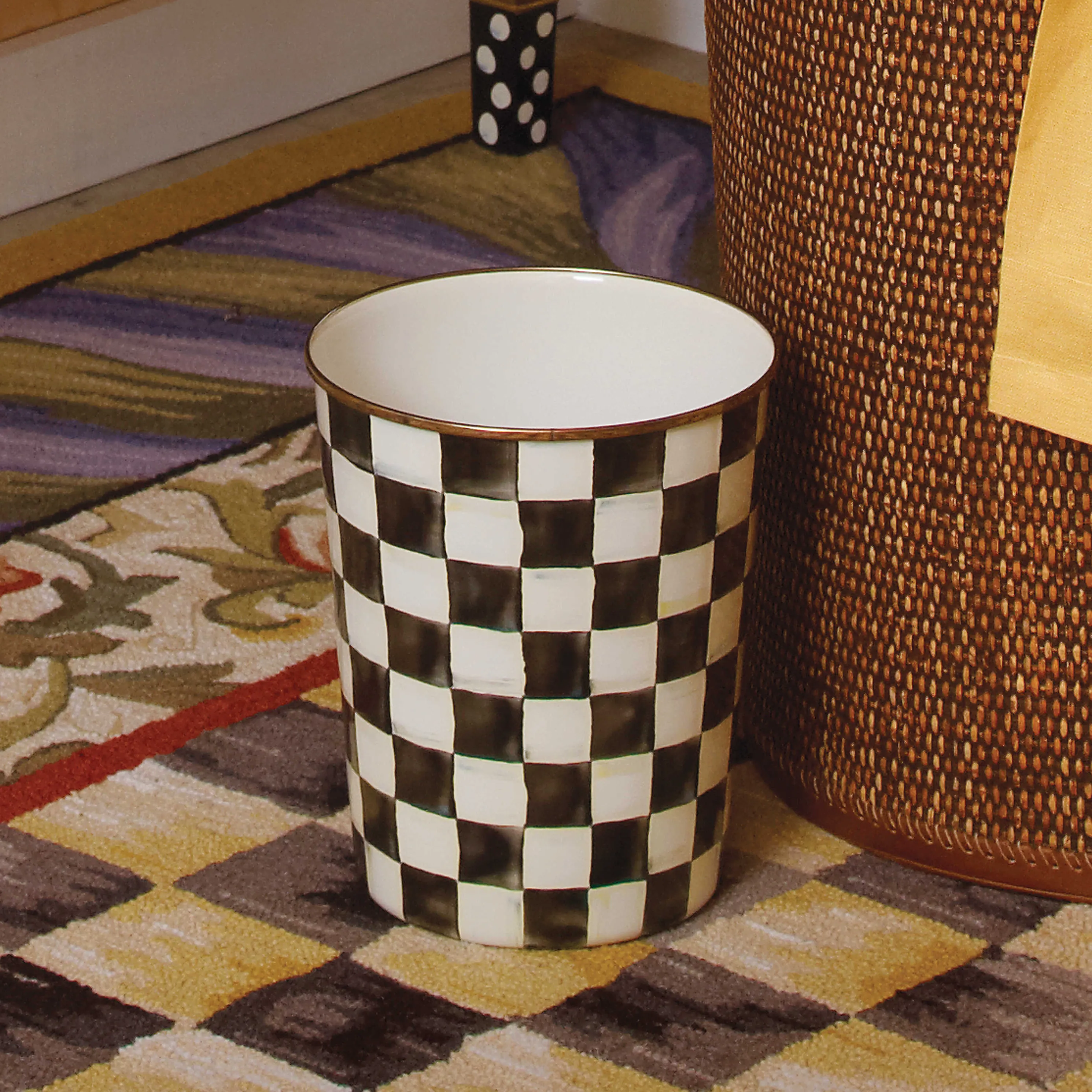 Courtly Check Enamel Waste Bin