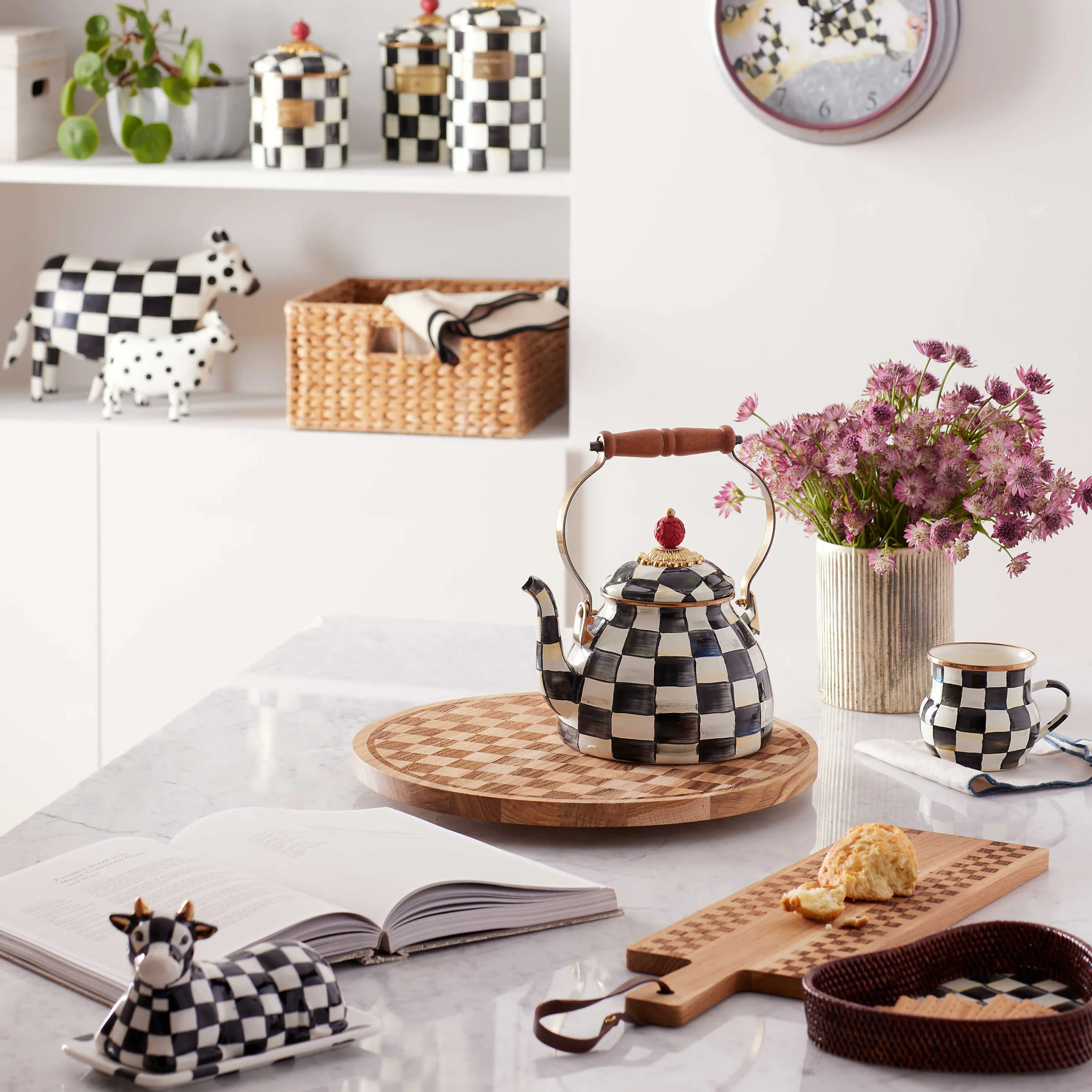 Courtly Check Enamel Tea Kettle - 2 Quart