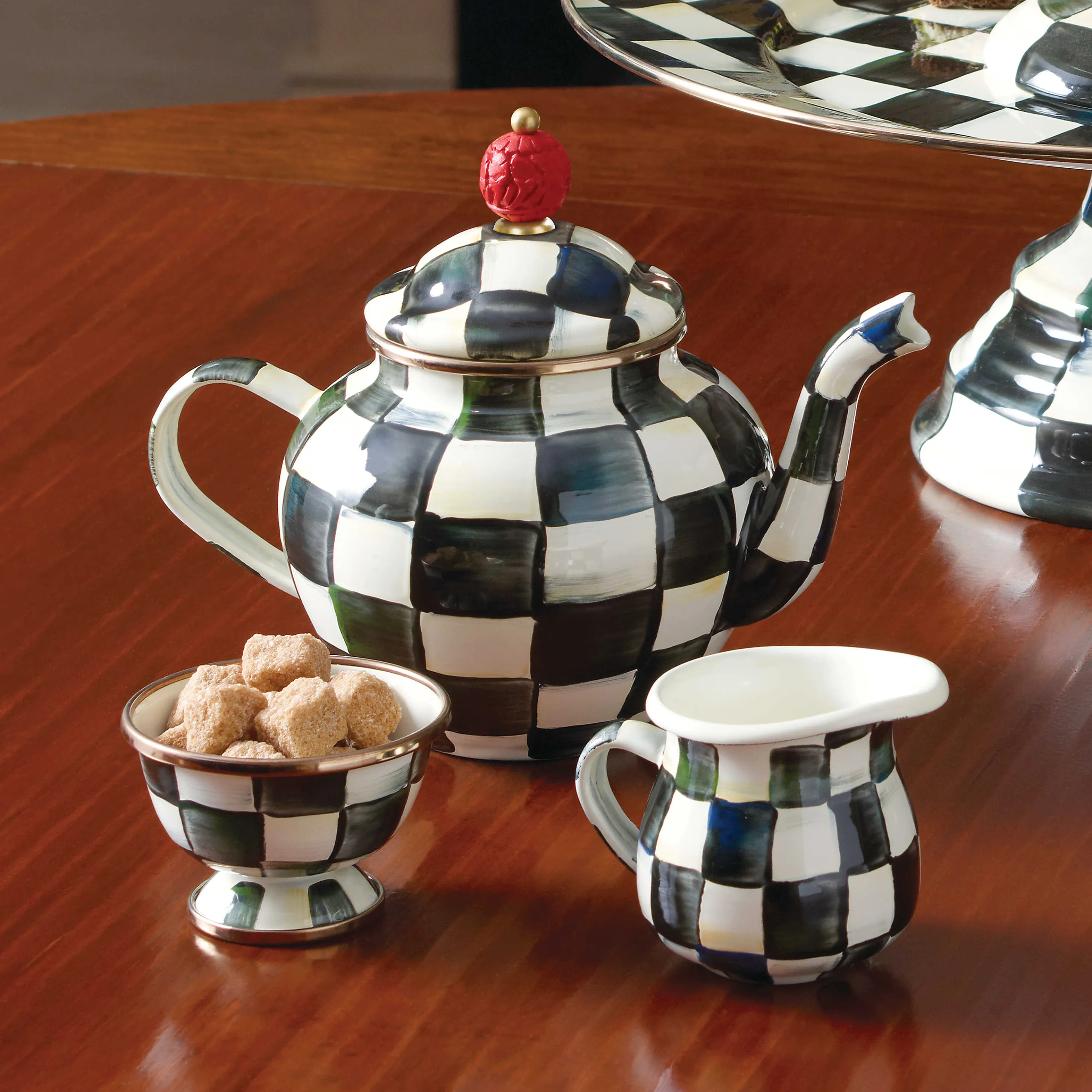 Courtly Check Enamel Teapot - 4 Cup