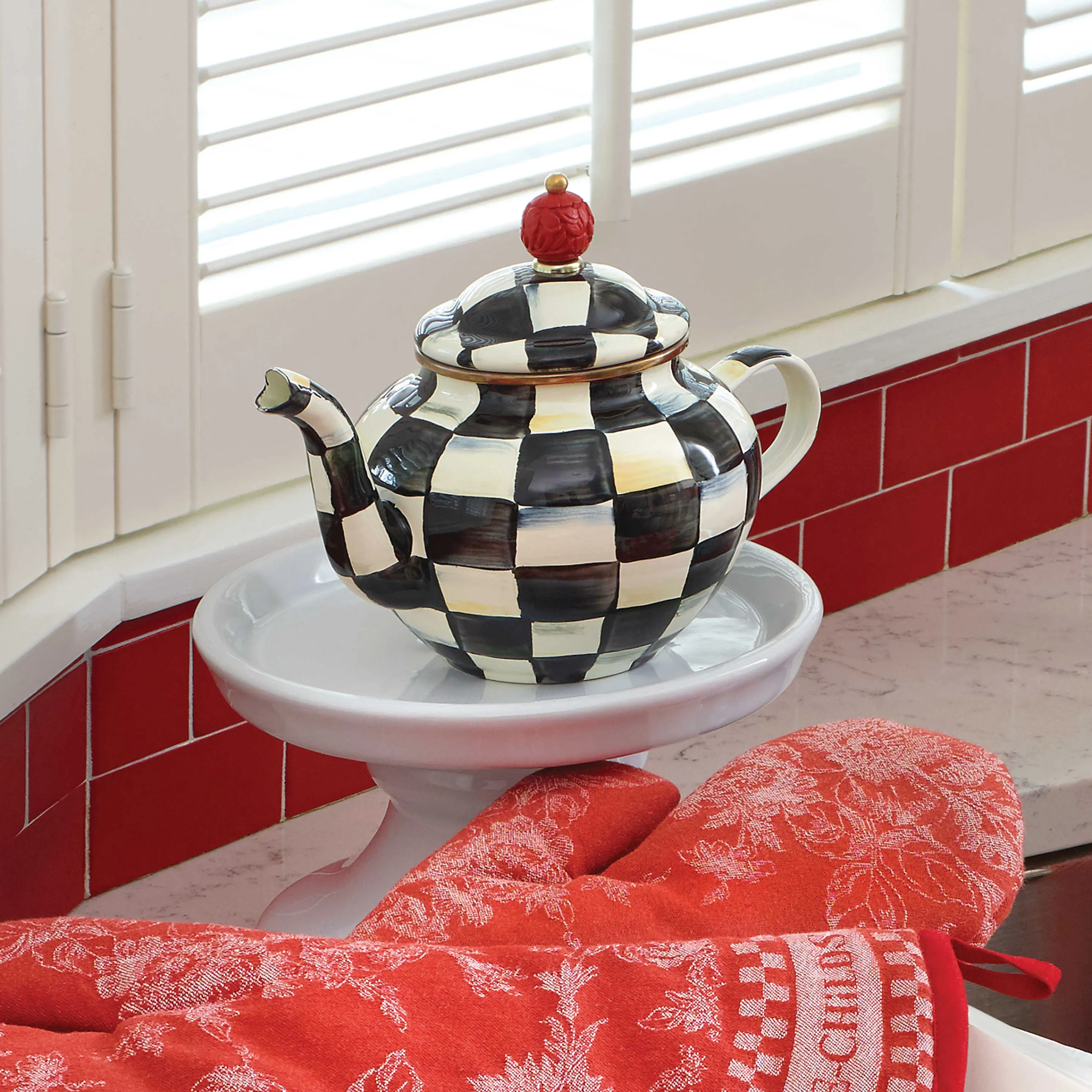 Courtly Check Enamel Teapot - 4 Cup