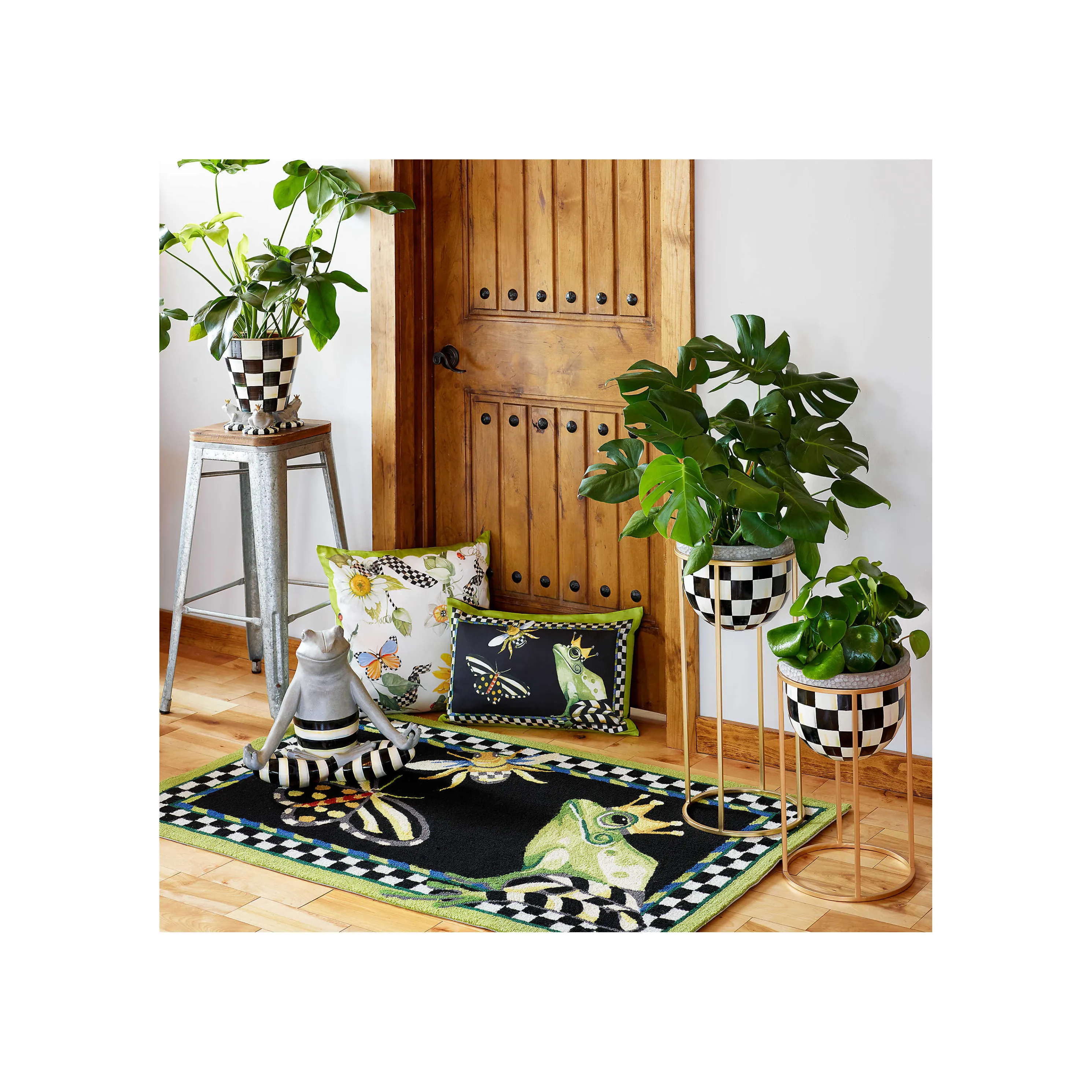 Courtly Check Enamel Garden Pot - Extra Large