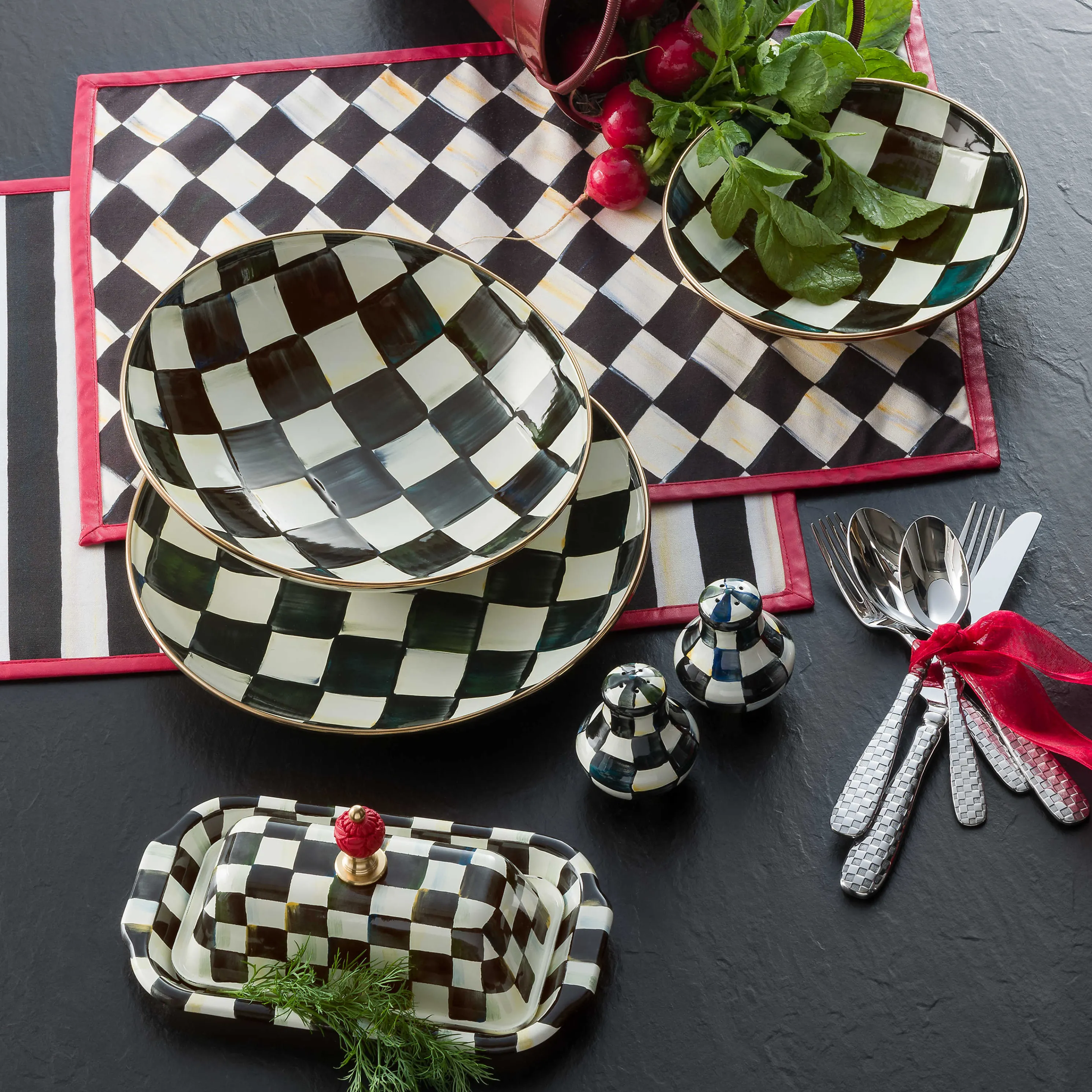 Courtly Check Enamel Butter Box