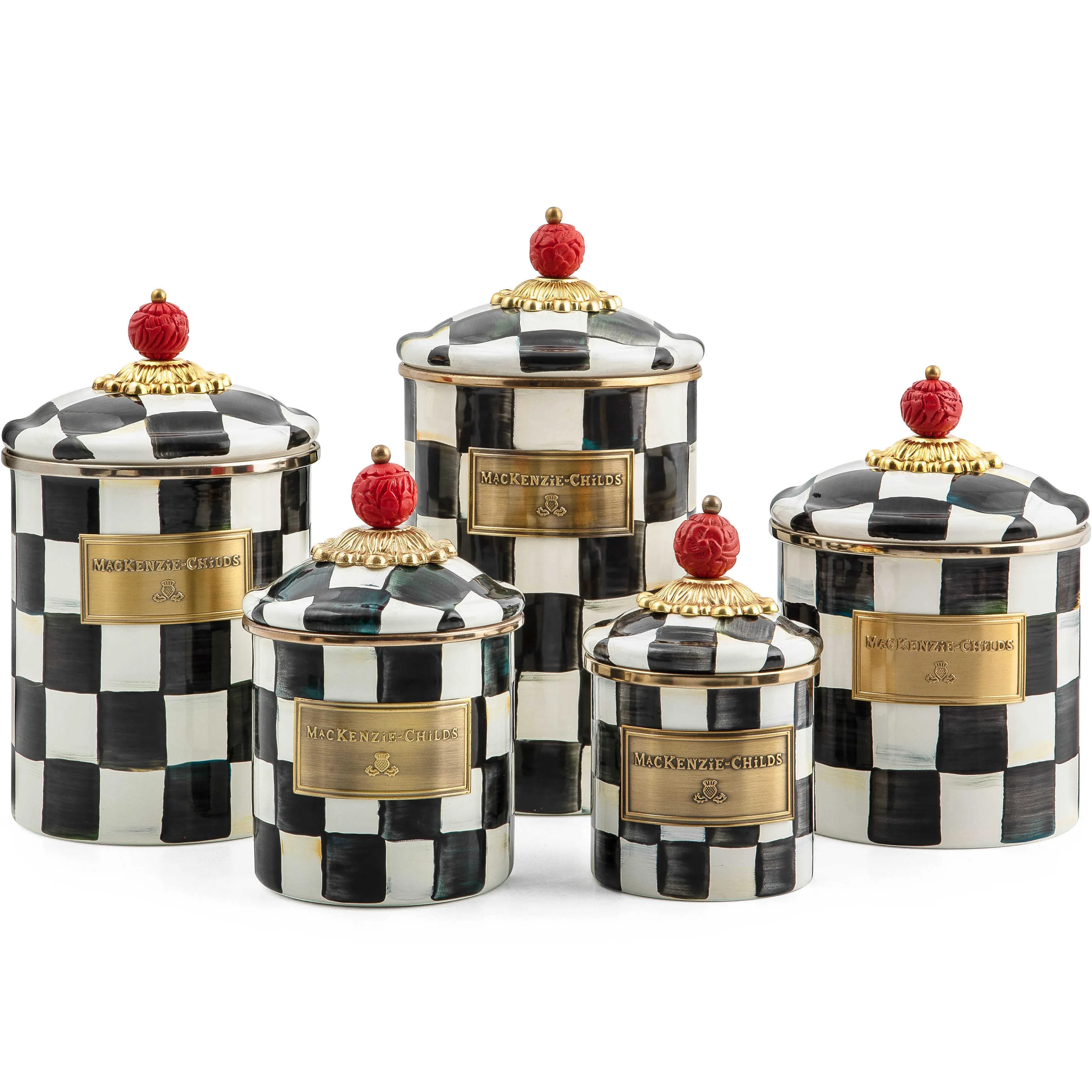 Courtly Check Enamel Canister - Large