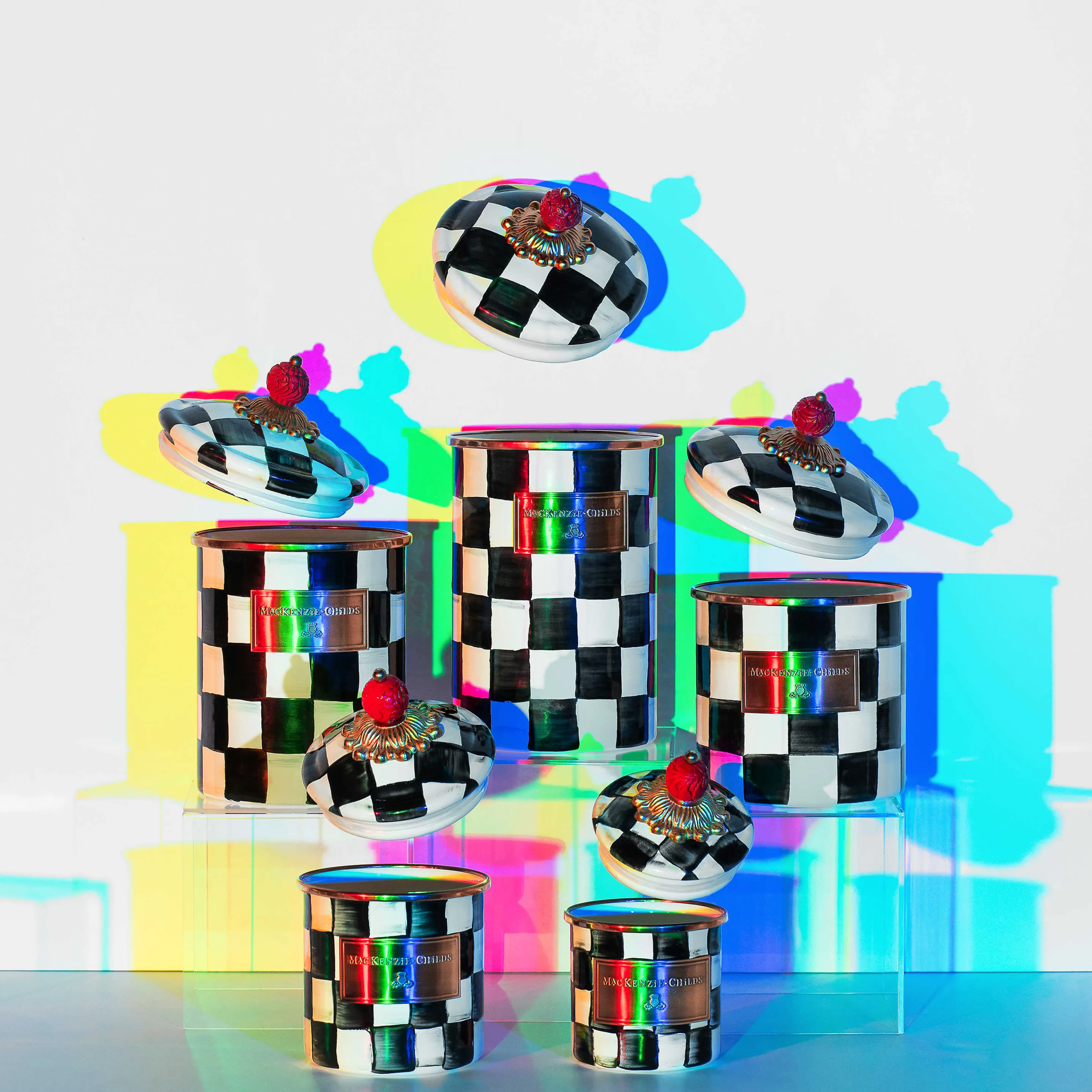 Courtly Check Enamel Canister - Large