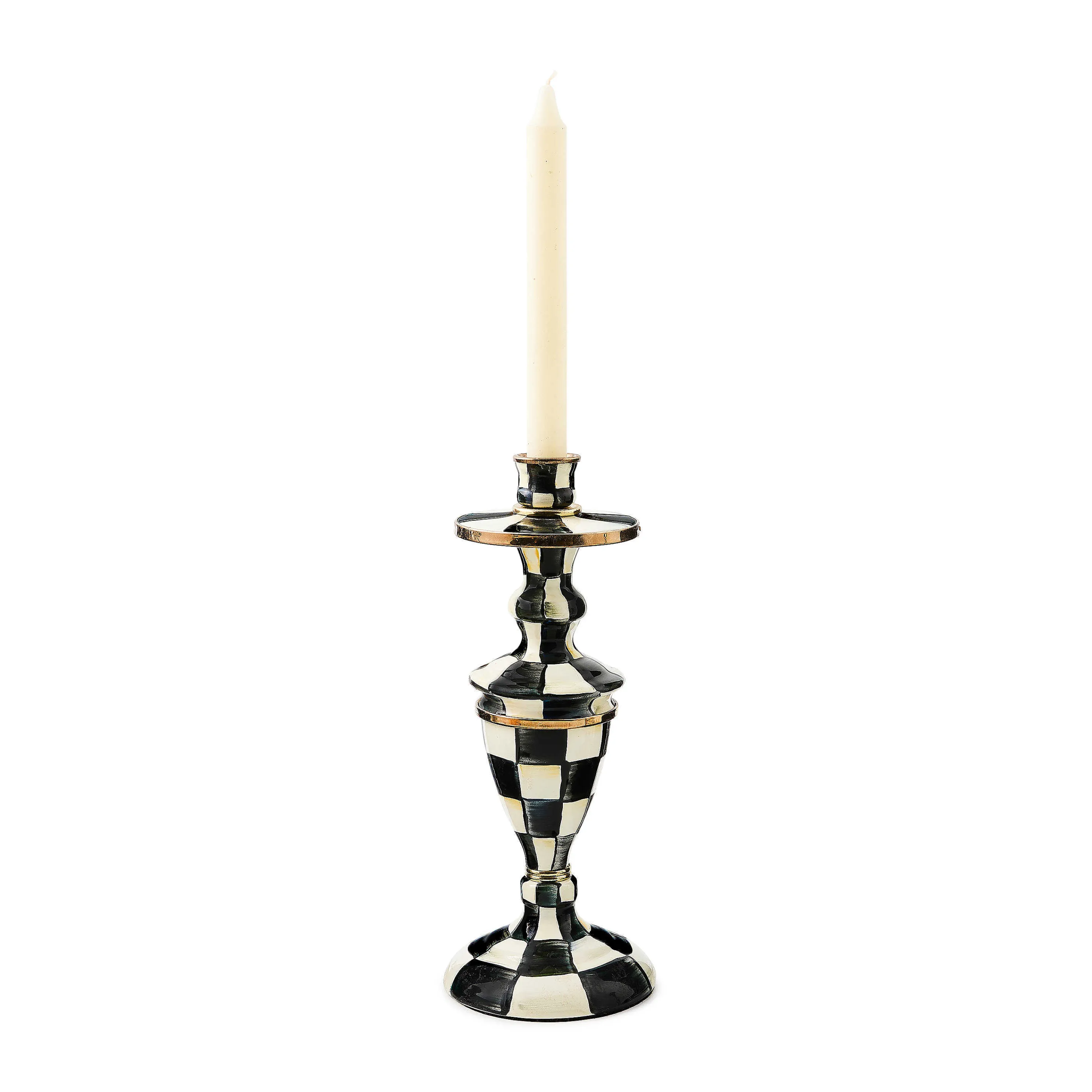Courtly Check Enamel Candlestick - Medium