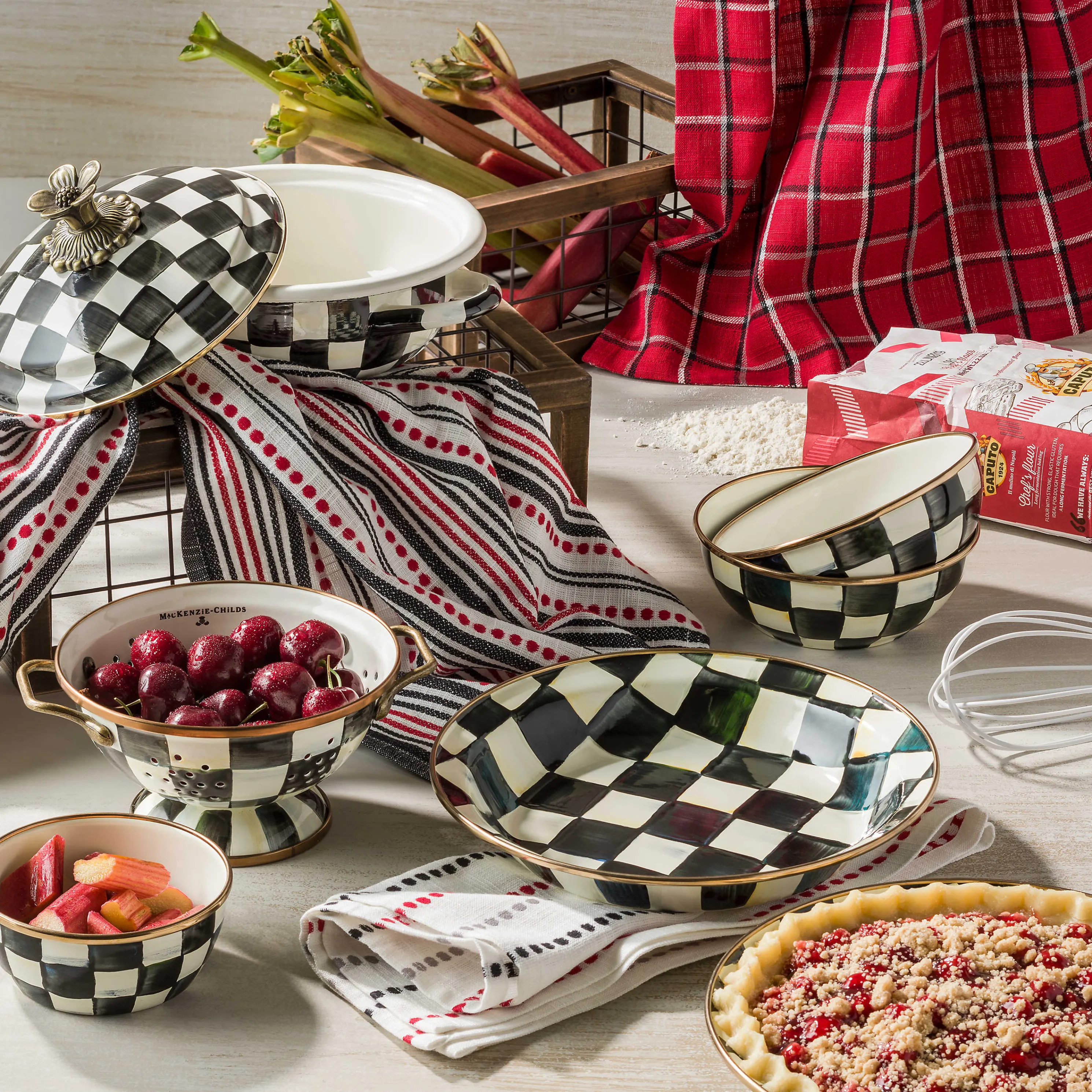 Courtly Check Enamel Colander - Small