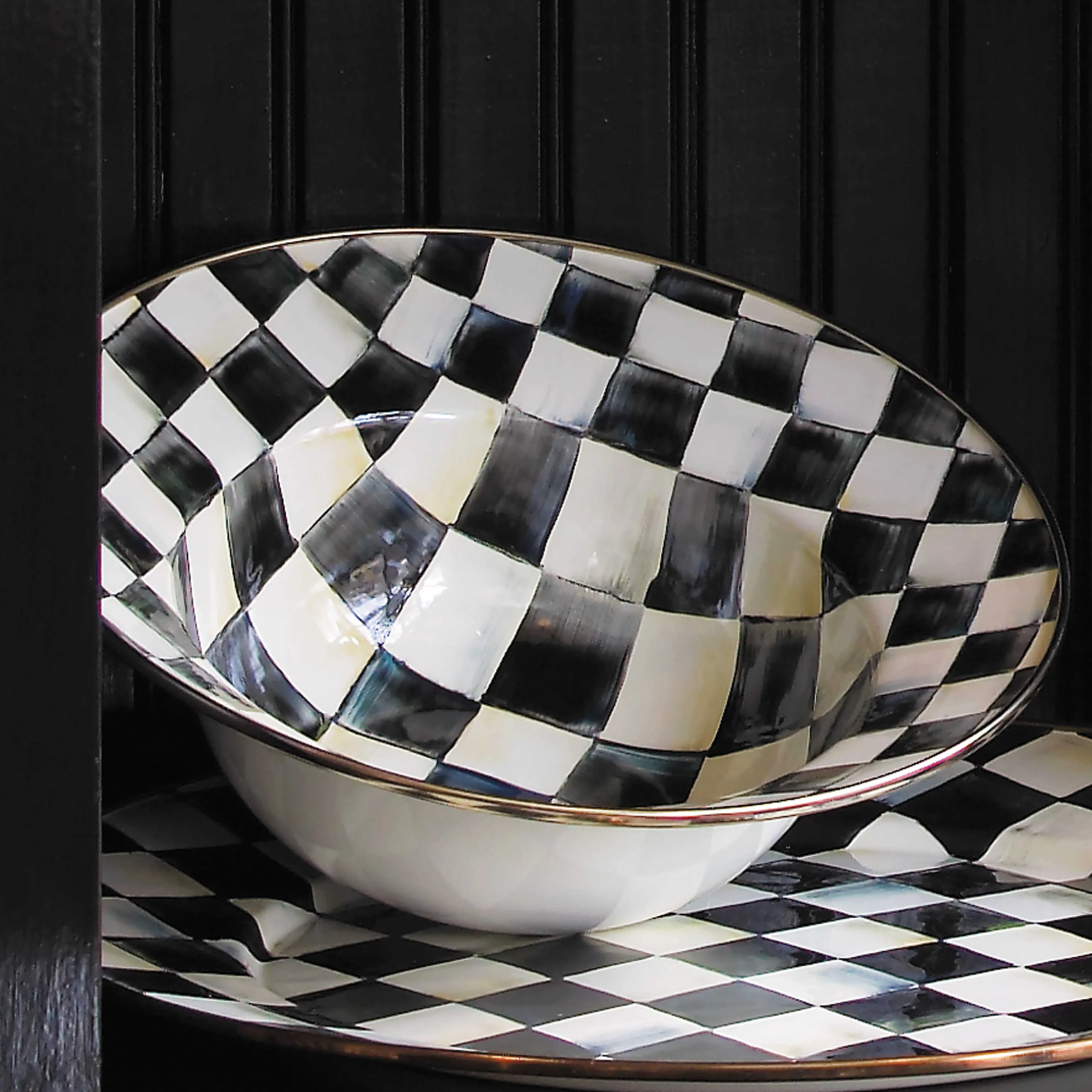 Courtly Check Enamel Serving Bowl