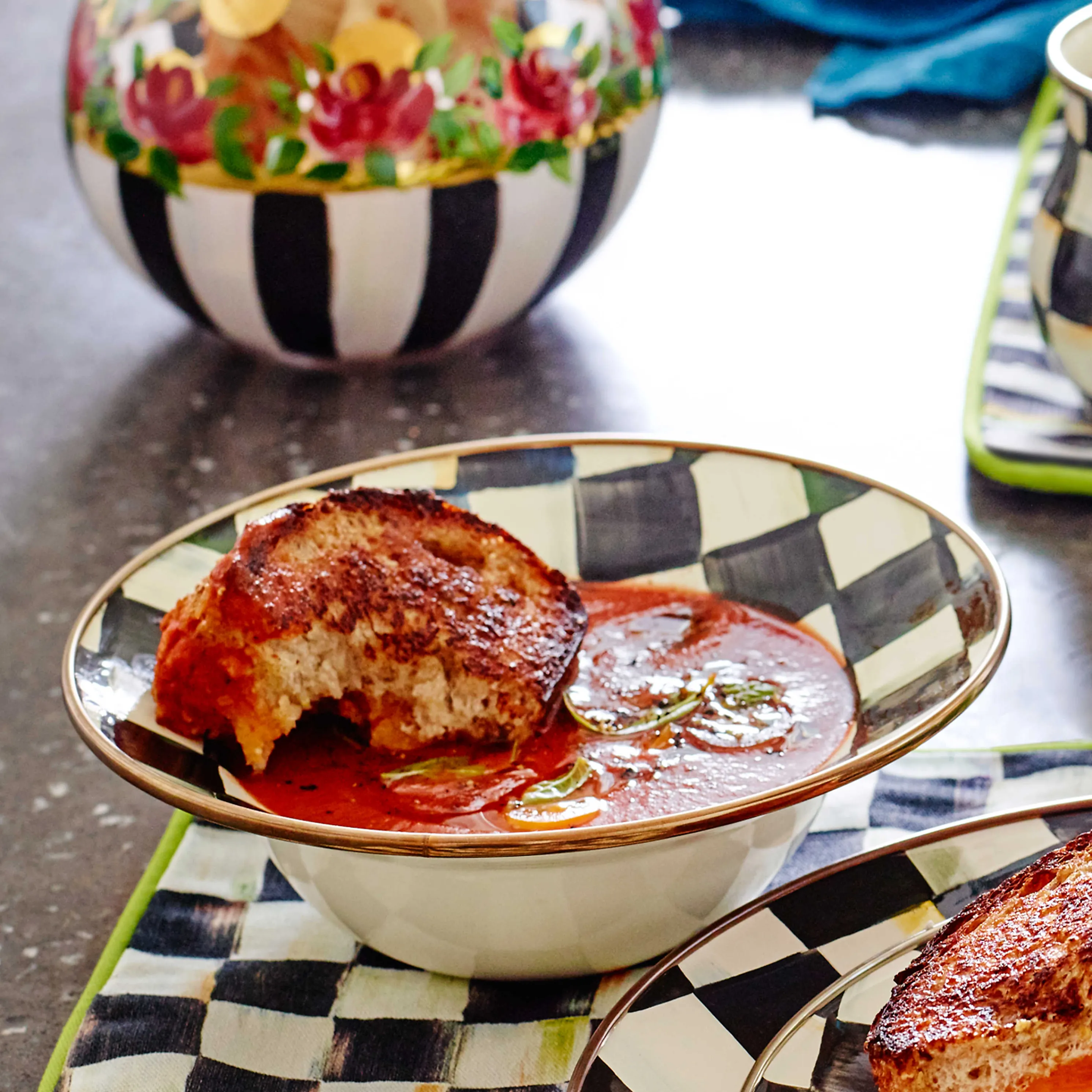 Courtly Check Enamel Breakfast Bowl