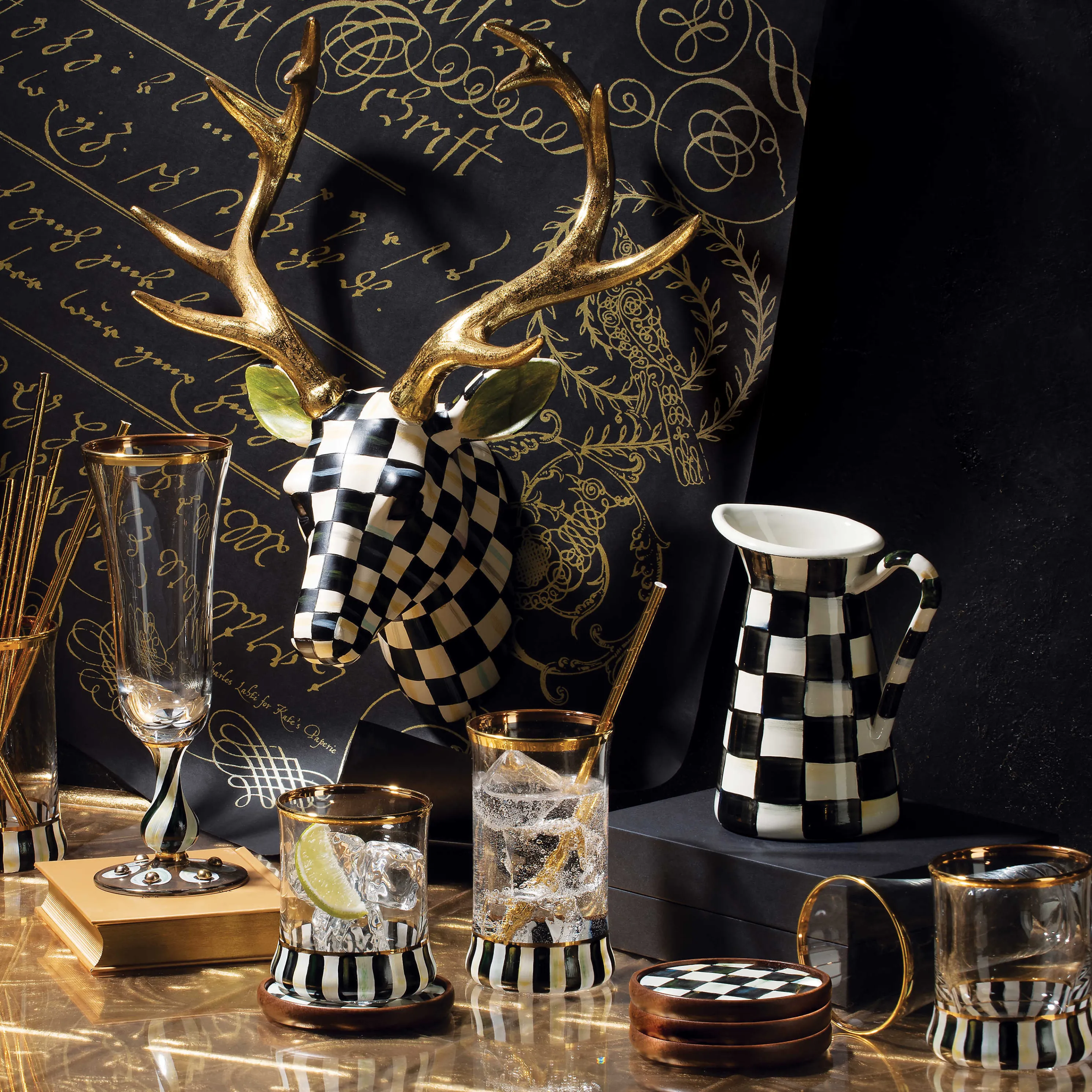 Courtly Check Enamel Coasters - Set Of 4