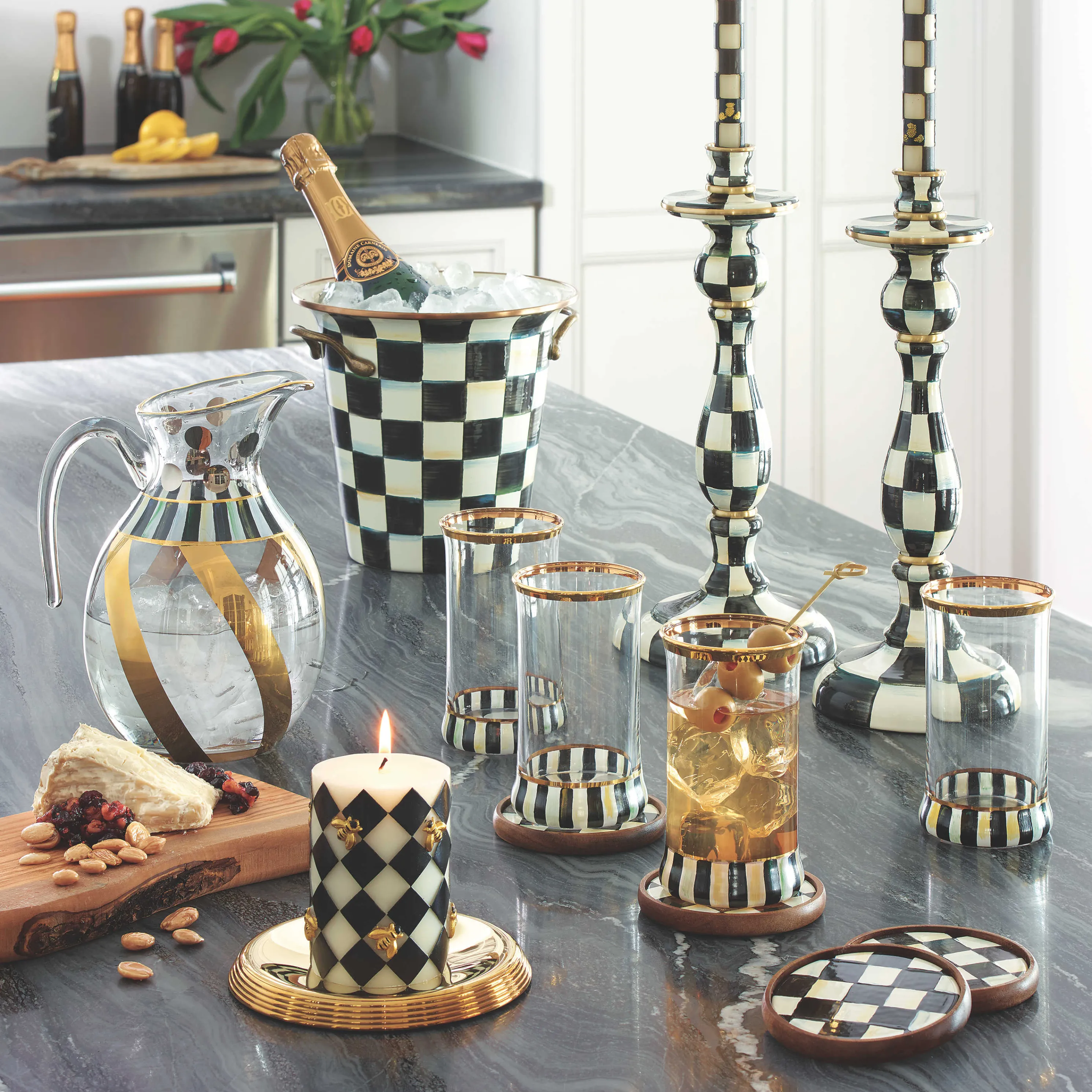 Courtly Check Enamel Coasters - Set Of 4