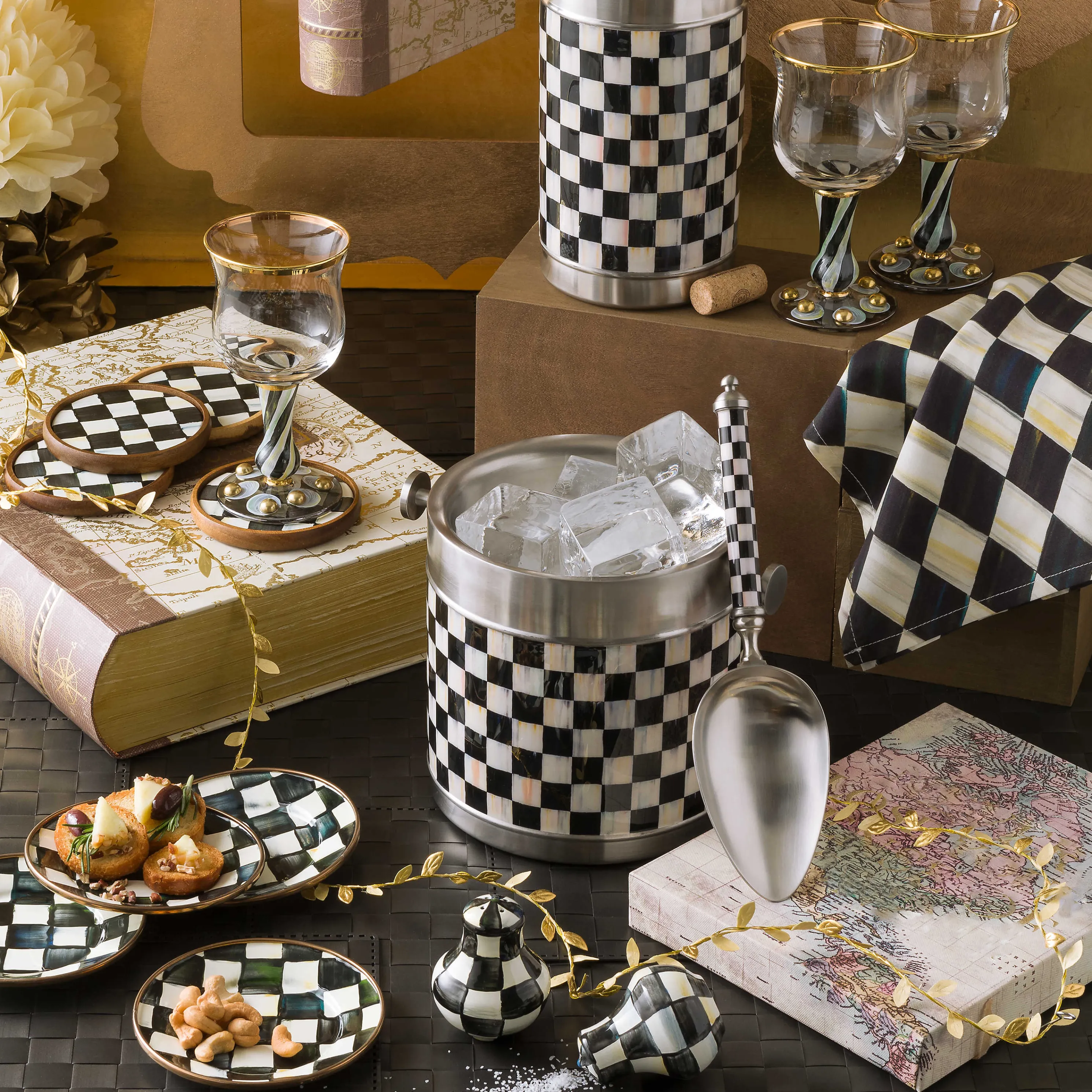 Courtly Check Enamel Coasters - Set Of 4