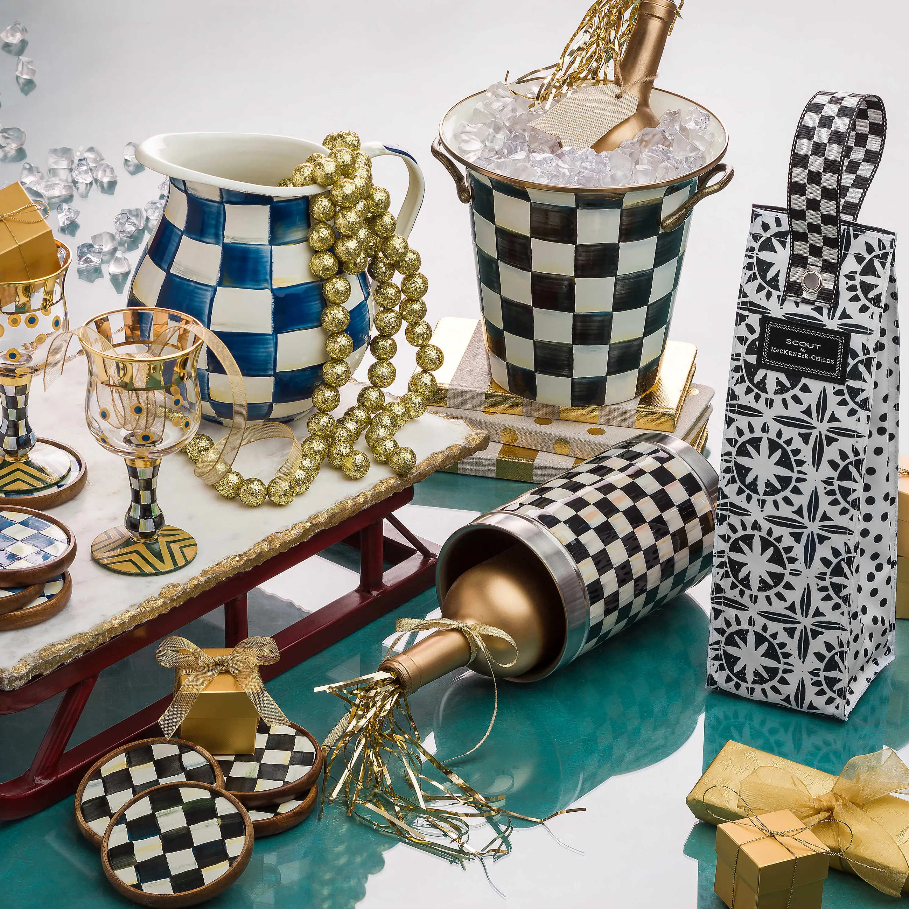 Courtly Check Enamel Coasters - Set Of 4