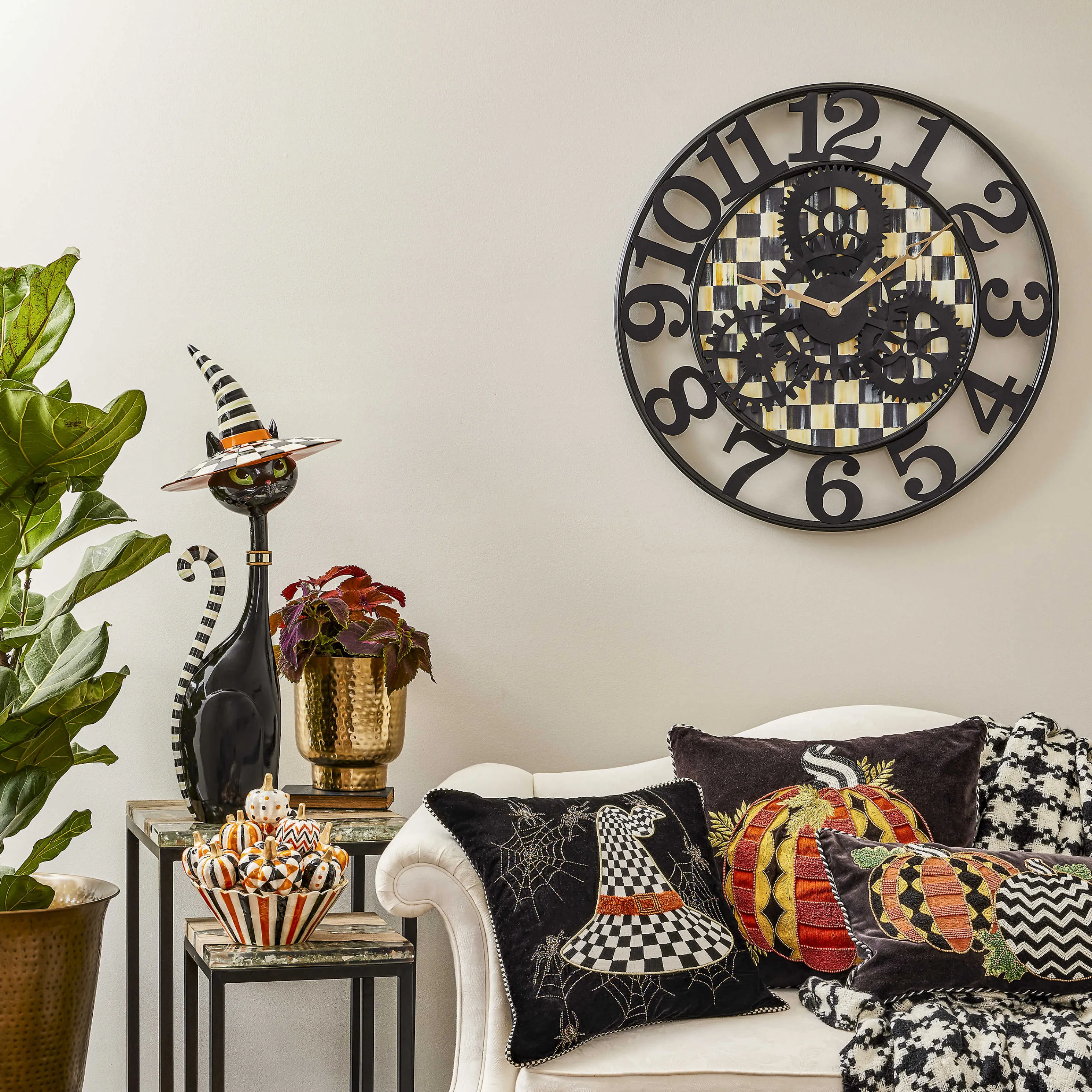 Courtly Check Farmhouse Wall Clock - Large