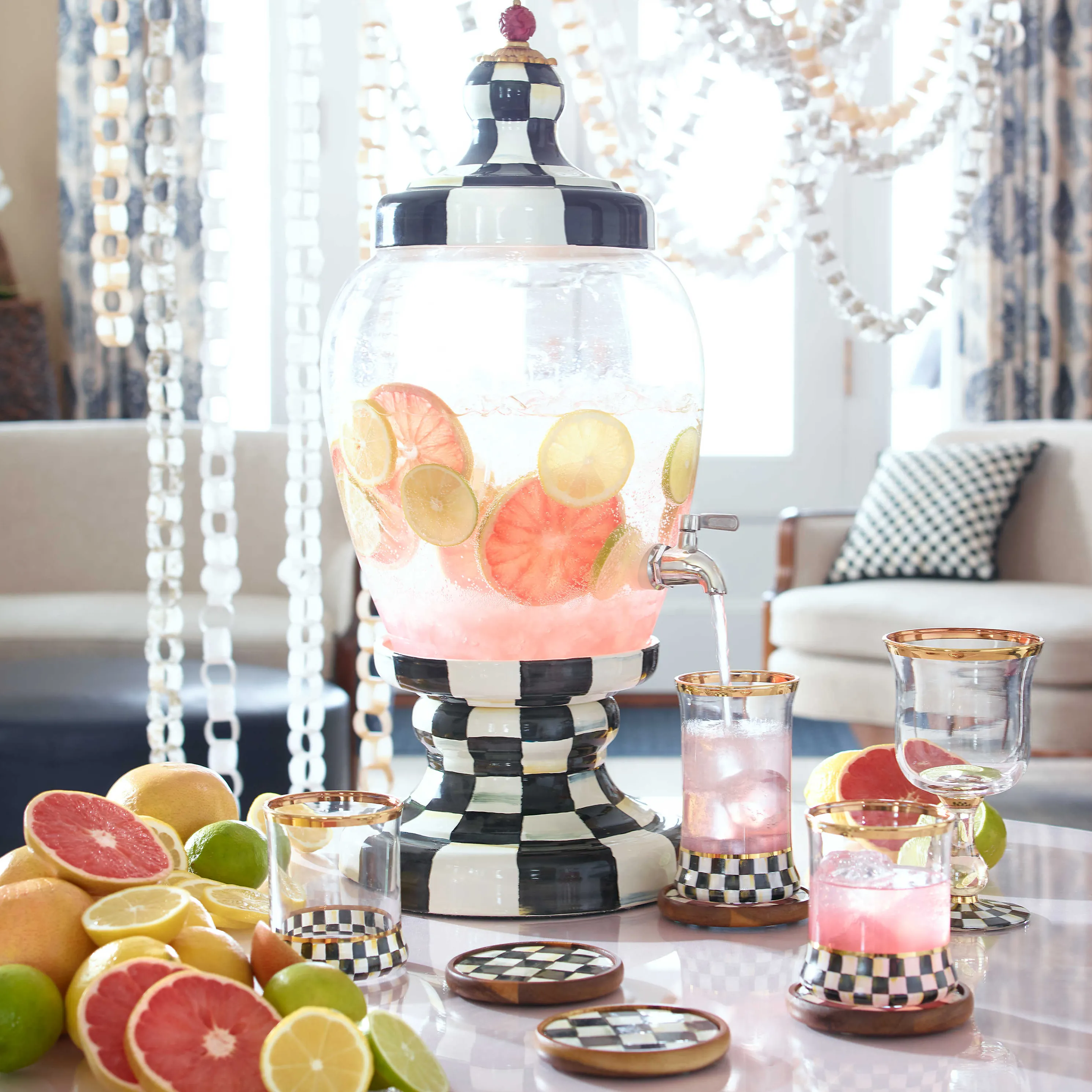 Courtly Check Highball Glass