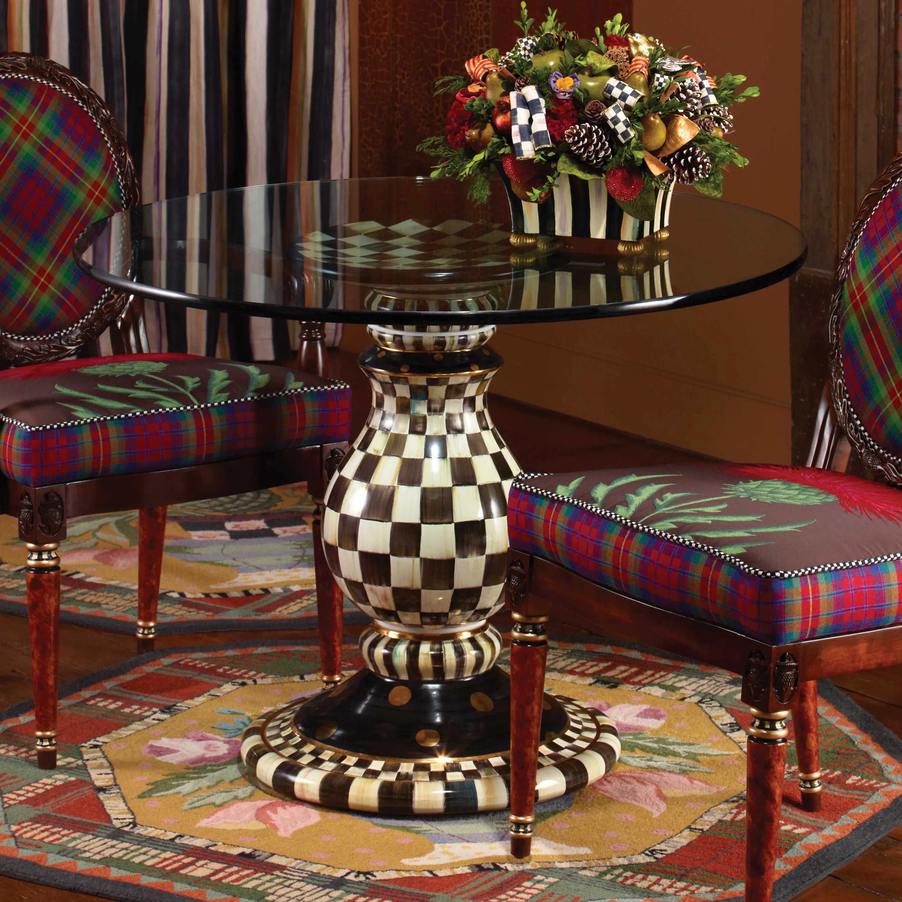 Courtly Check Pedestal Table Base