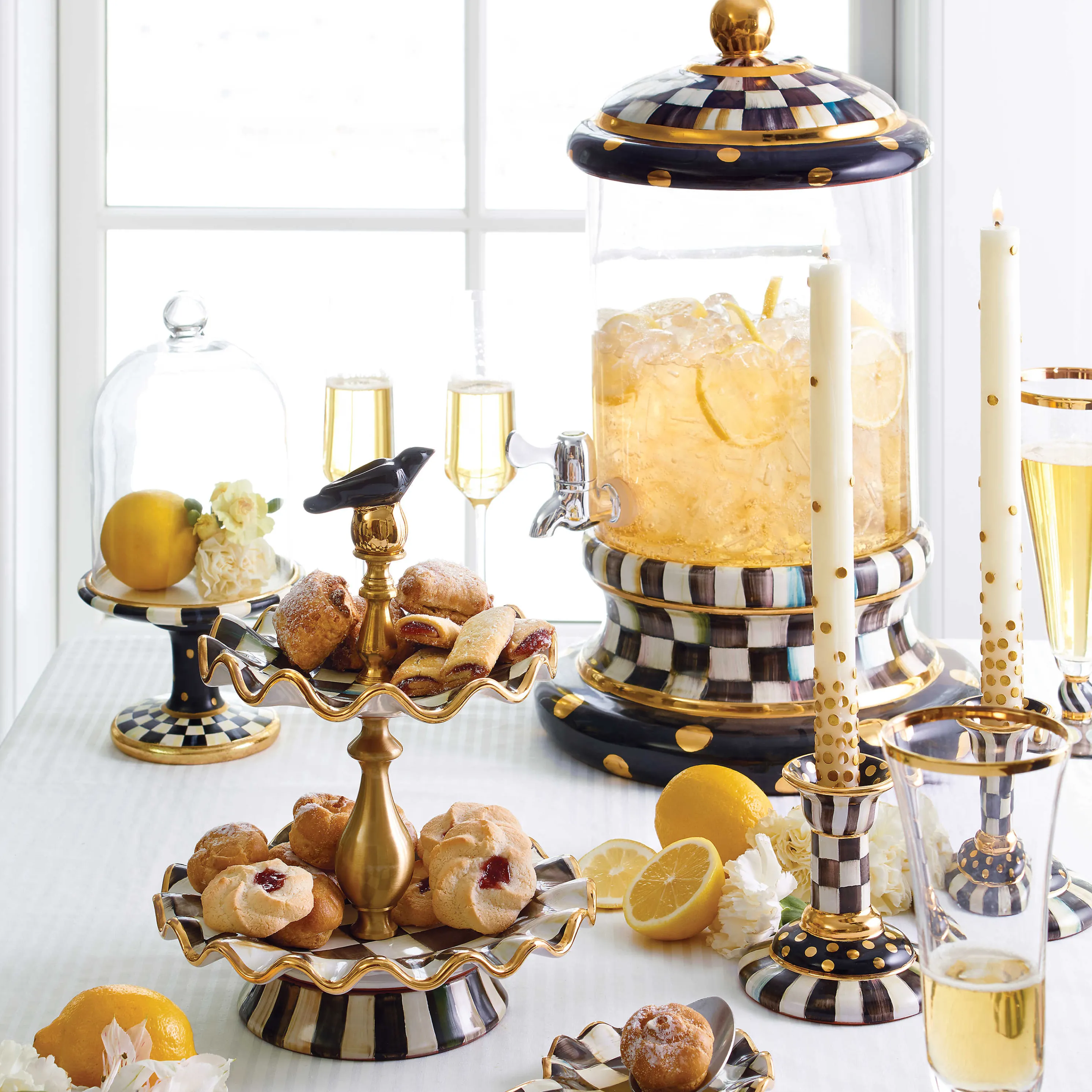 Courtly Check Pedestal With Cloche