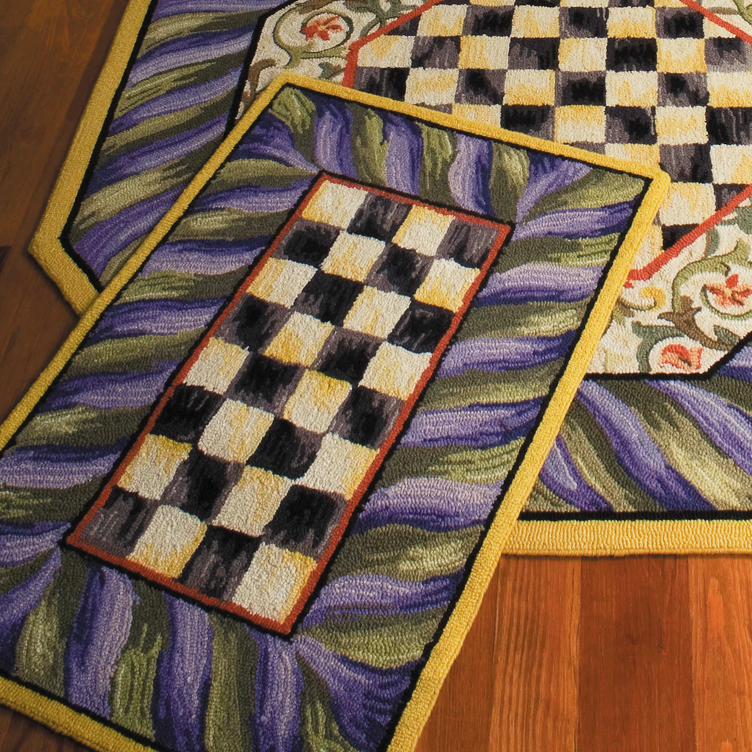 Courtly Check Rug - 2' X 3' - Purple & Green