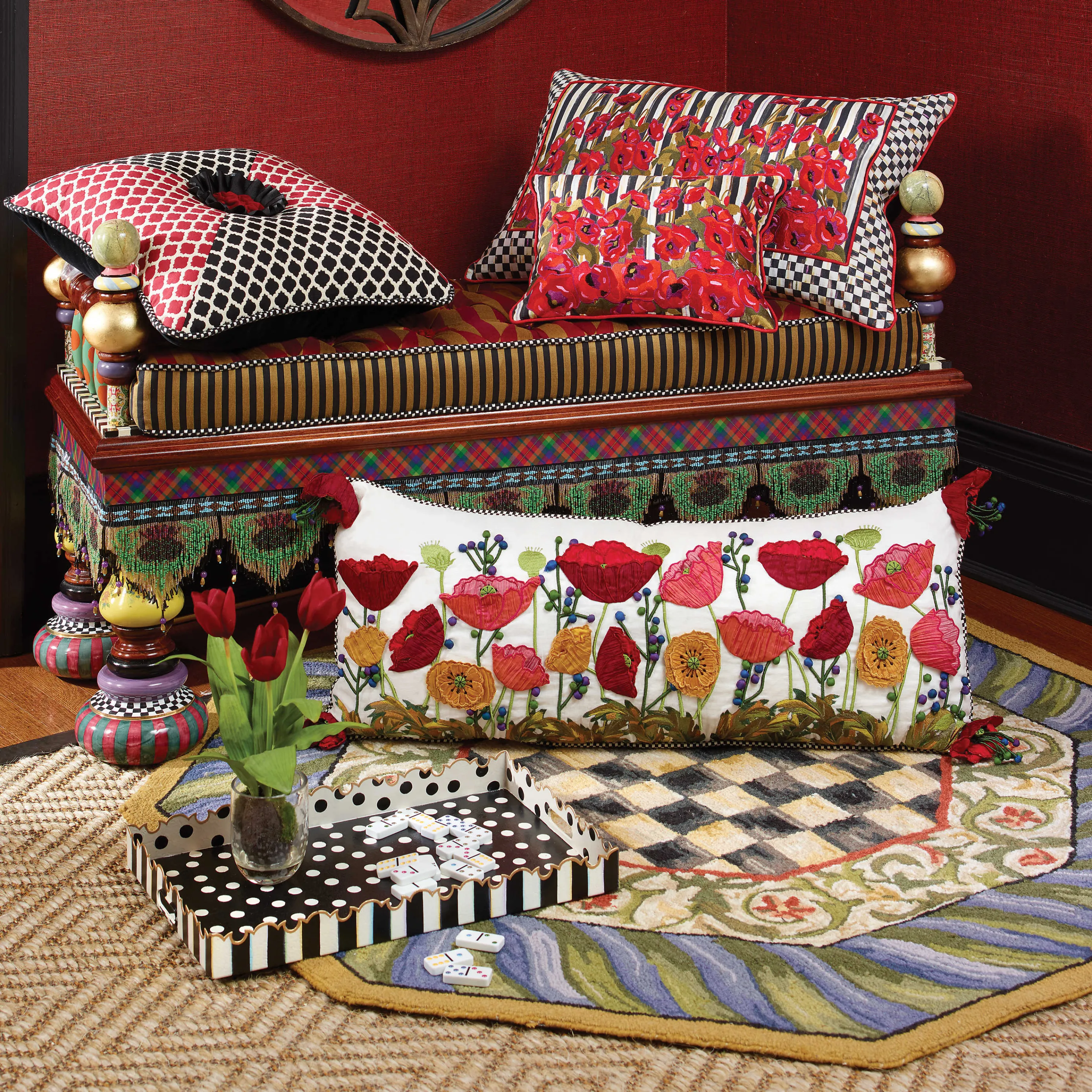 Courtly Check Rug - 5' Octagon - Purple & Green