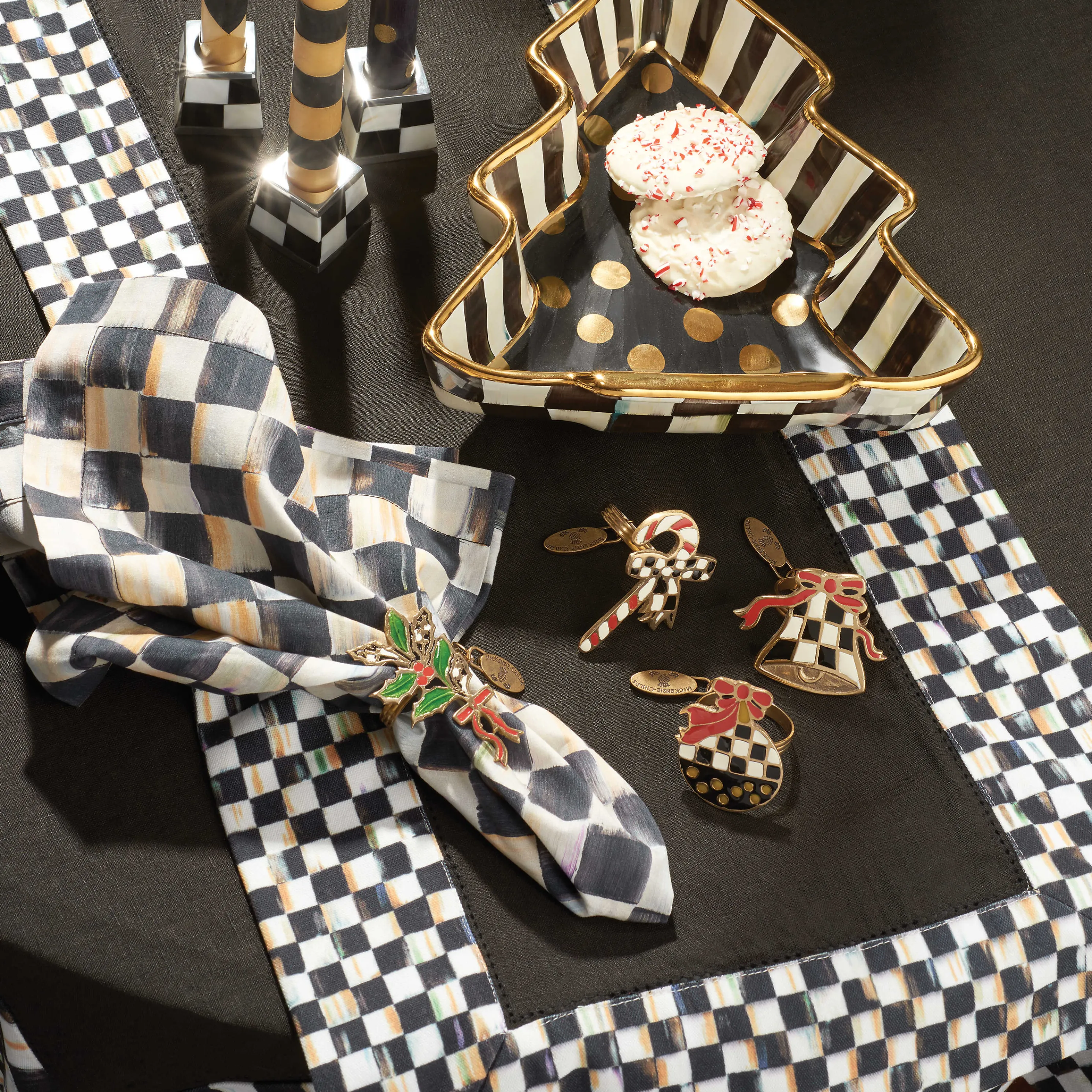 Courtly Check Table Runner - Black