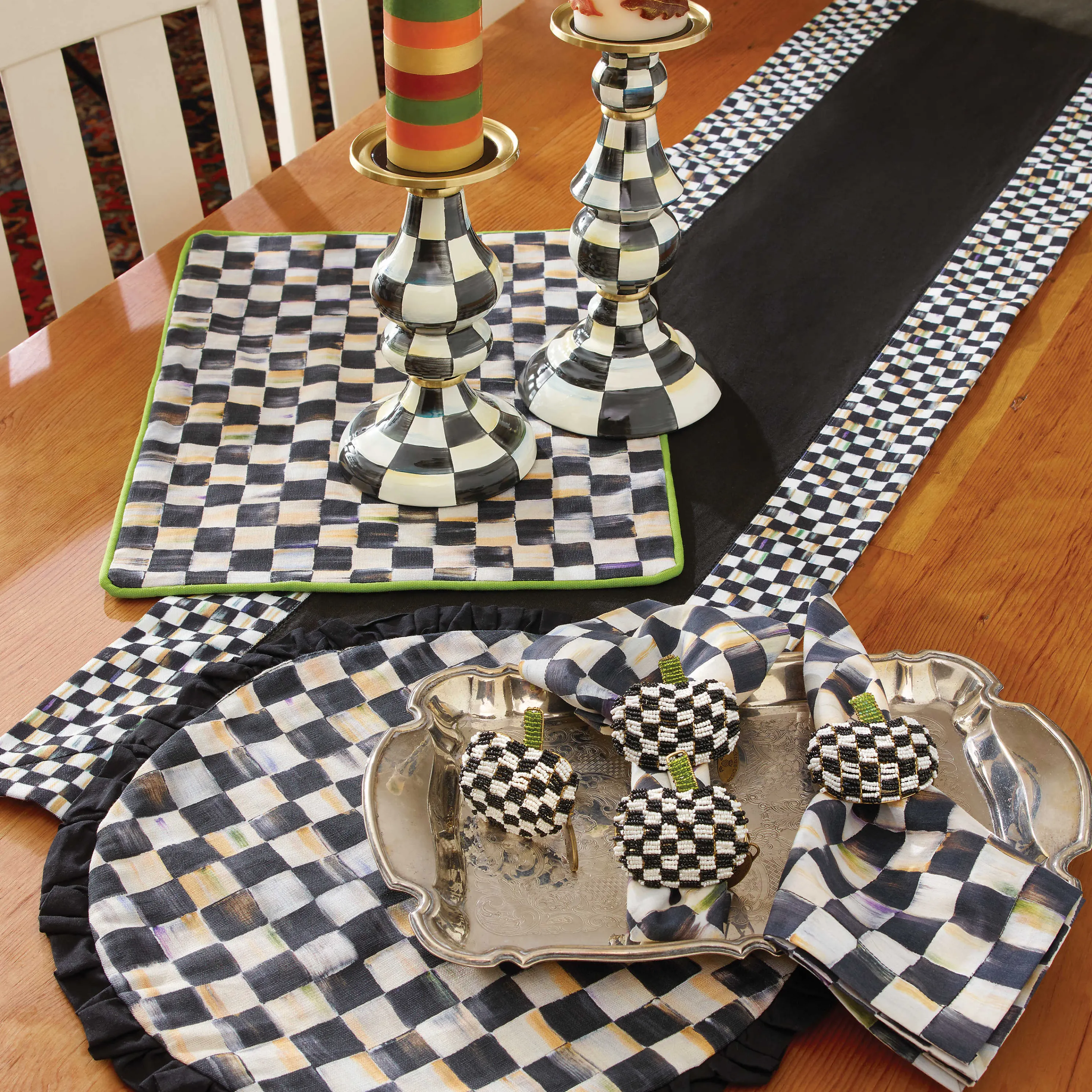 Courtly Check Table Runner - Black