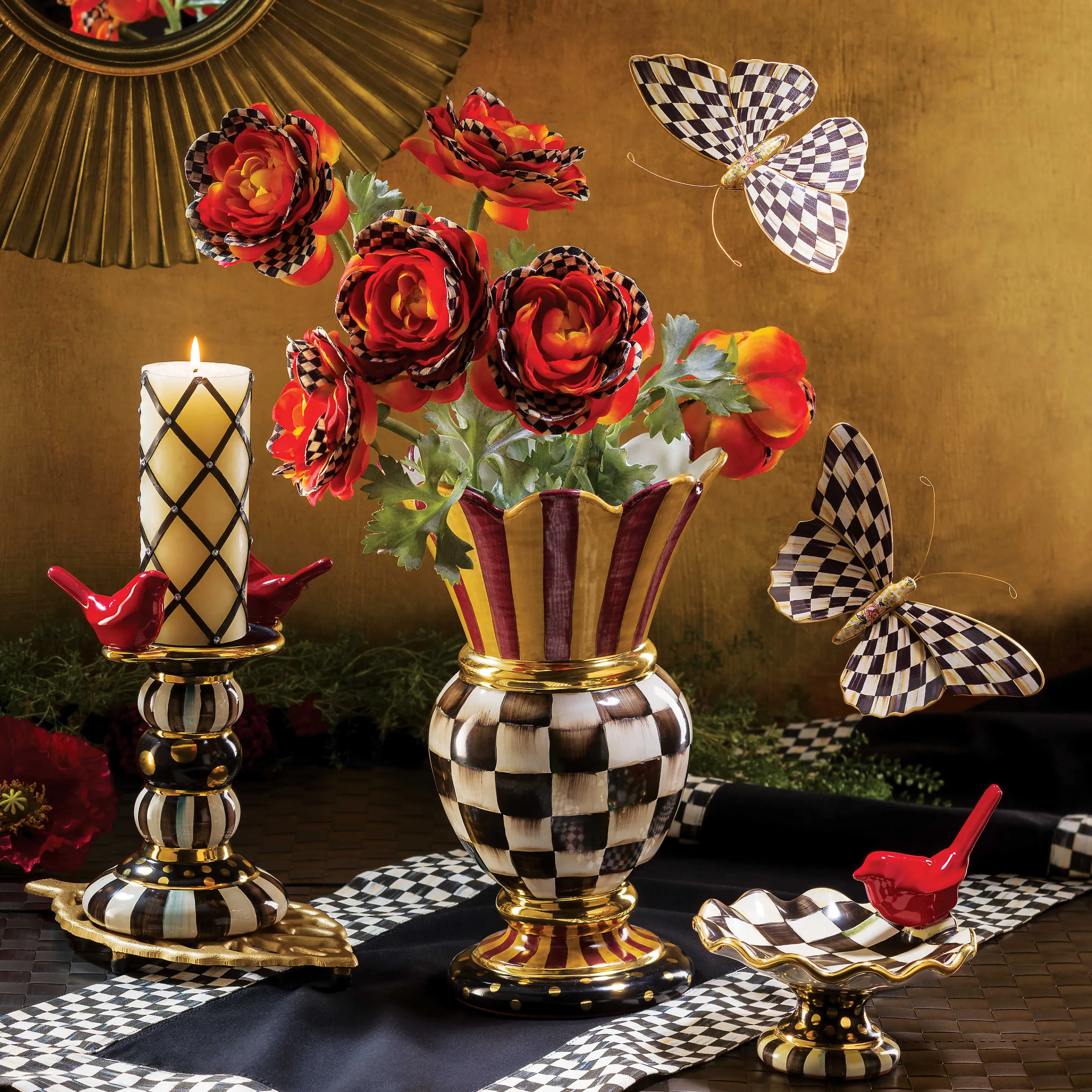 Courtly Check Table Runner - Black