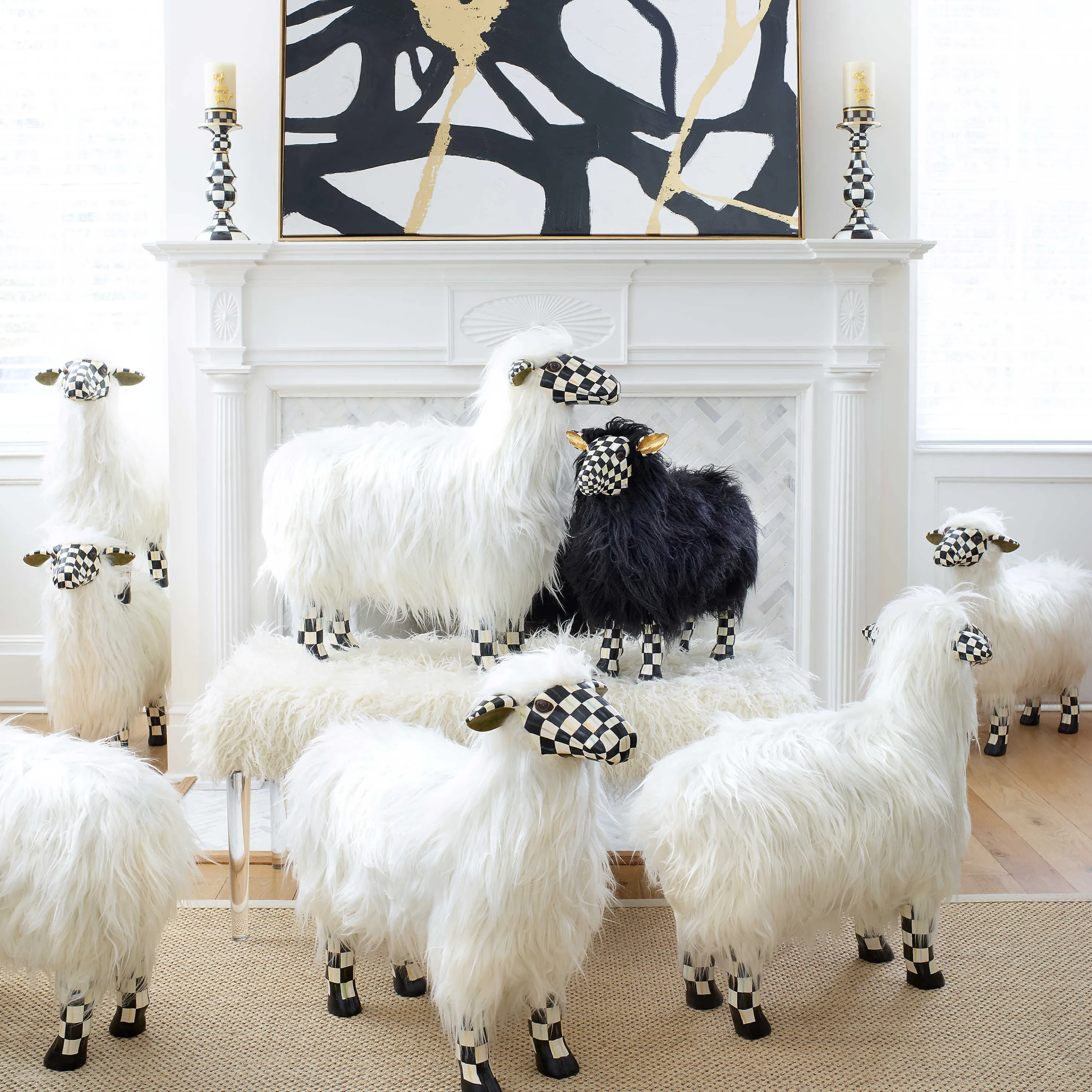 Courtly Check White Sheep - Large