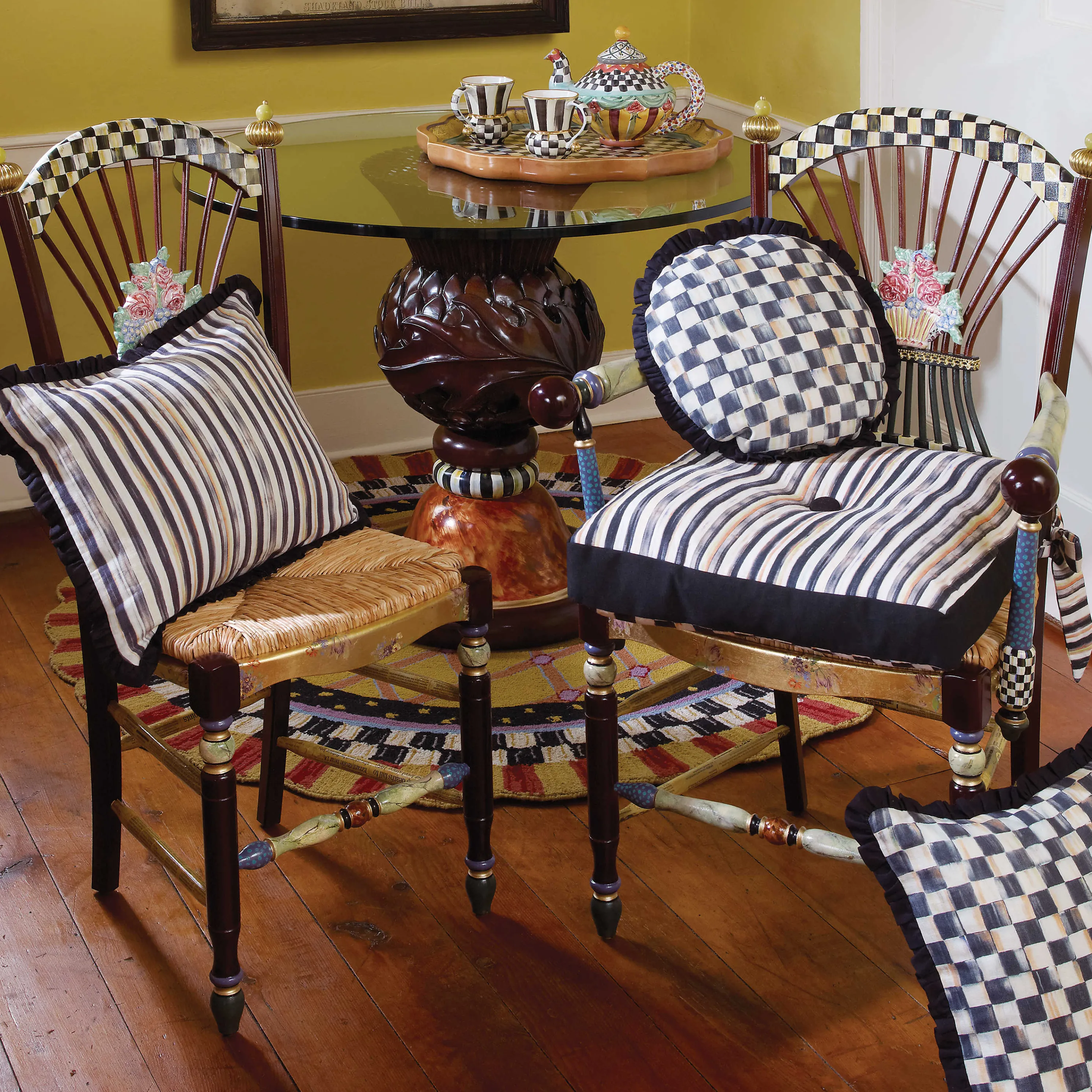 Dark Flower Basket Side Chair