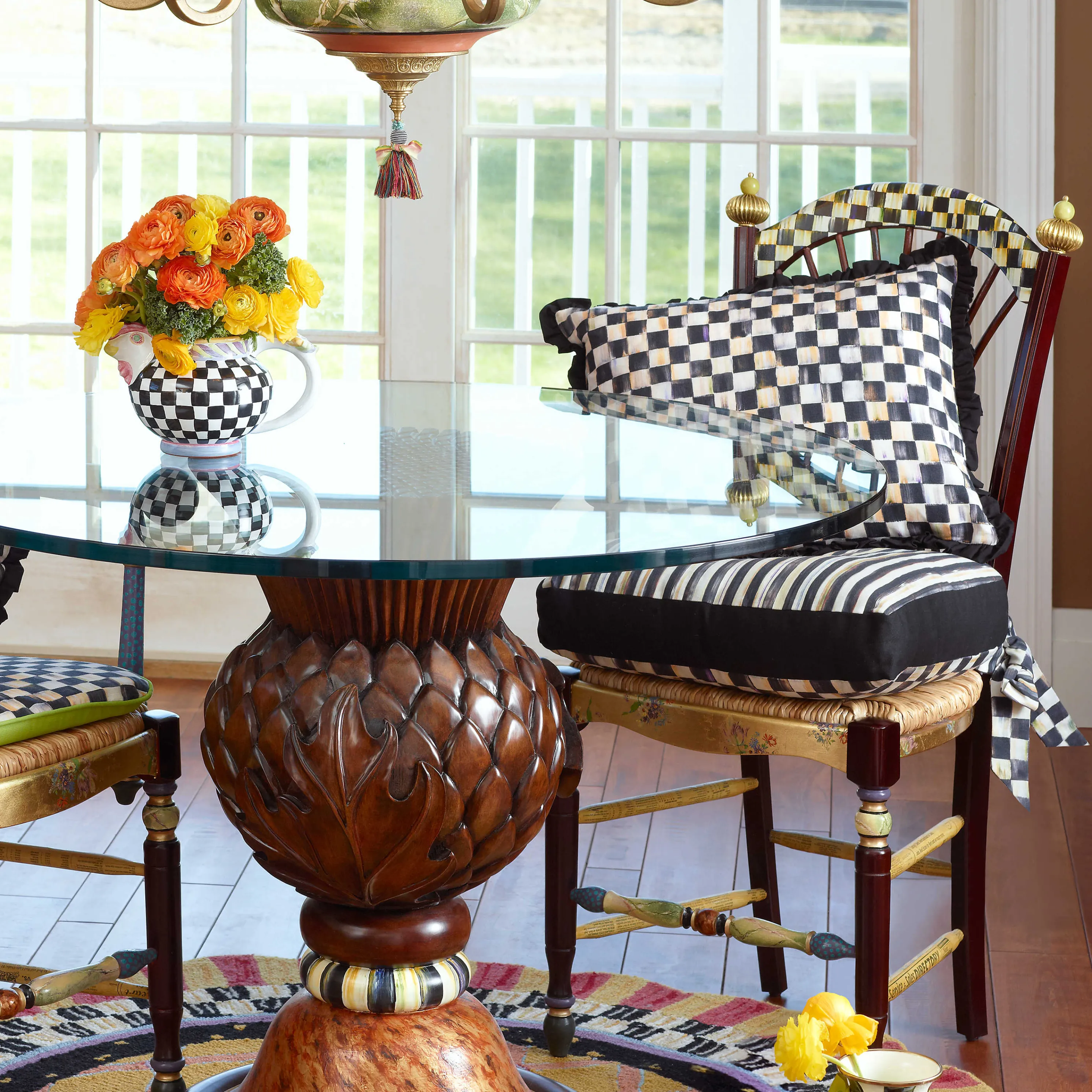 Dark Flower Basket Side Chair