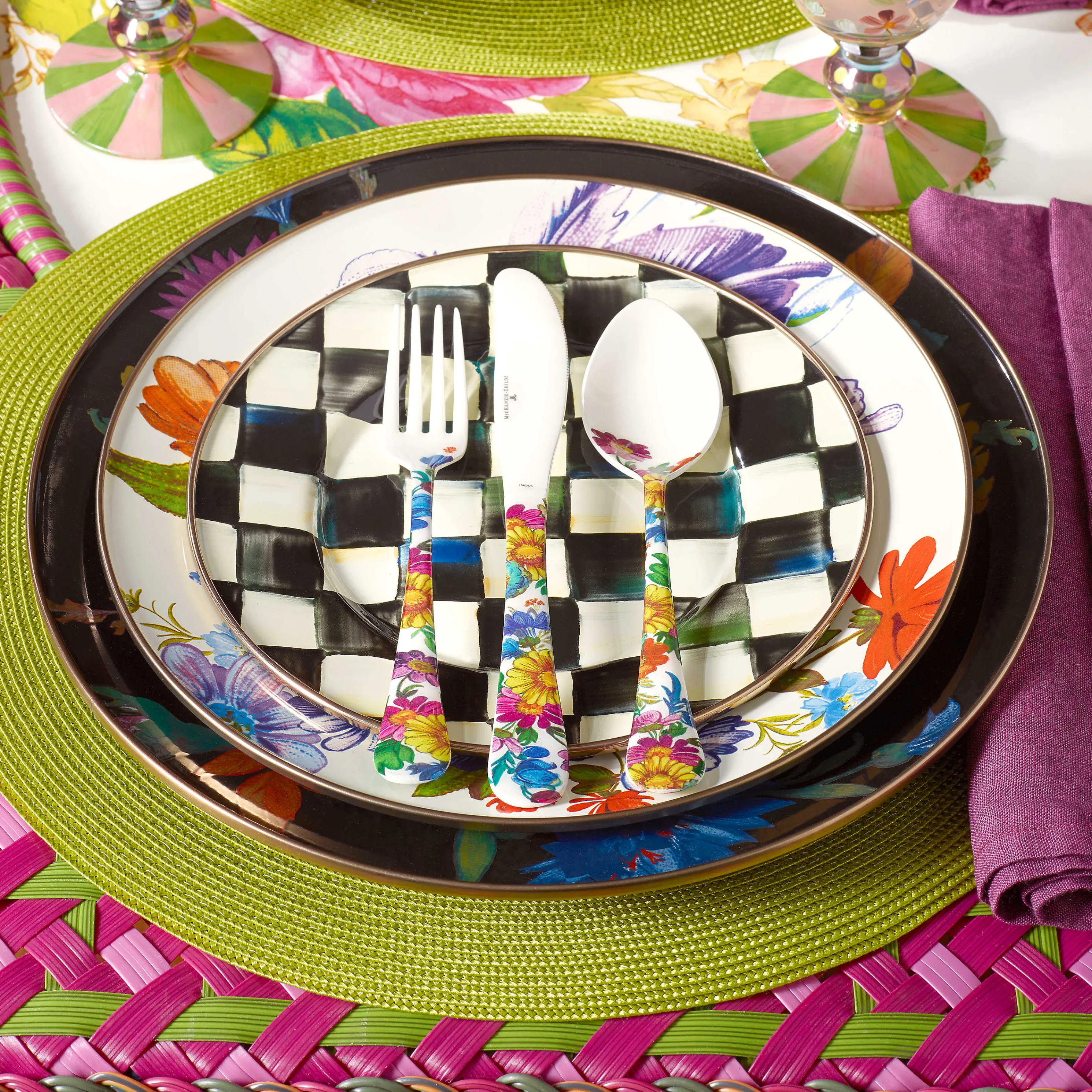 Flower Market Dinner Plate - White