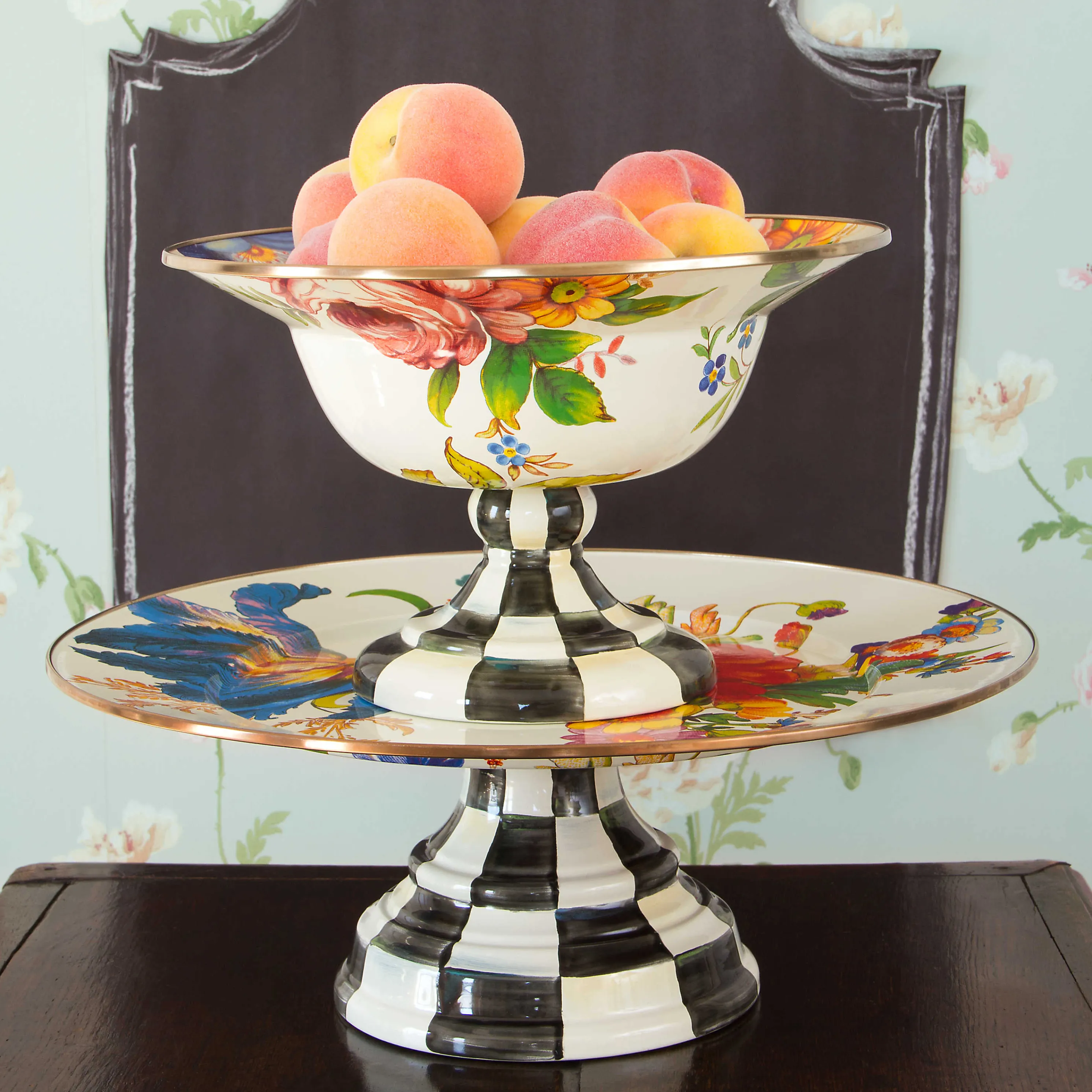 Flower Market Pedestal Platter - White