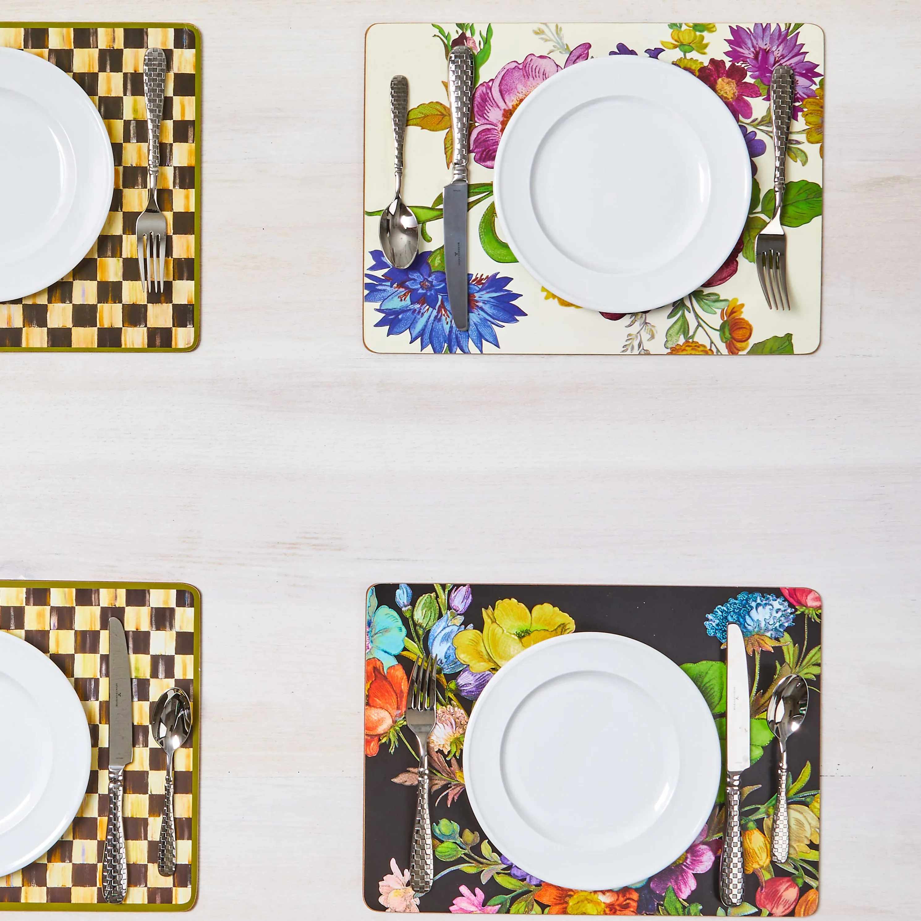 Flower Market Placemats - White - Set Of 4