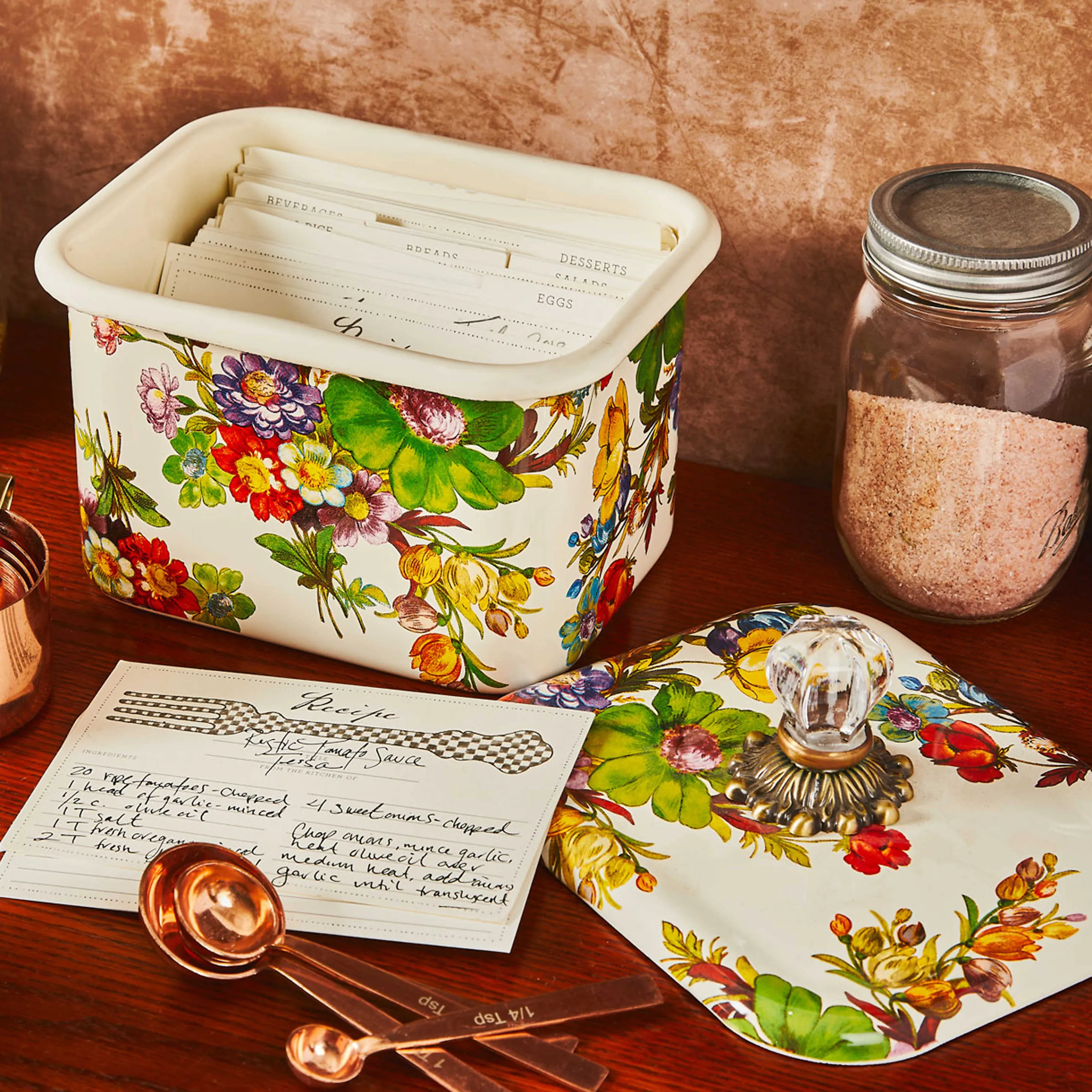 Flower Market Recipe Box - White