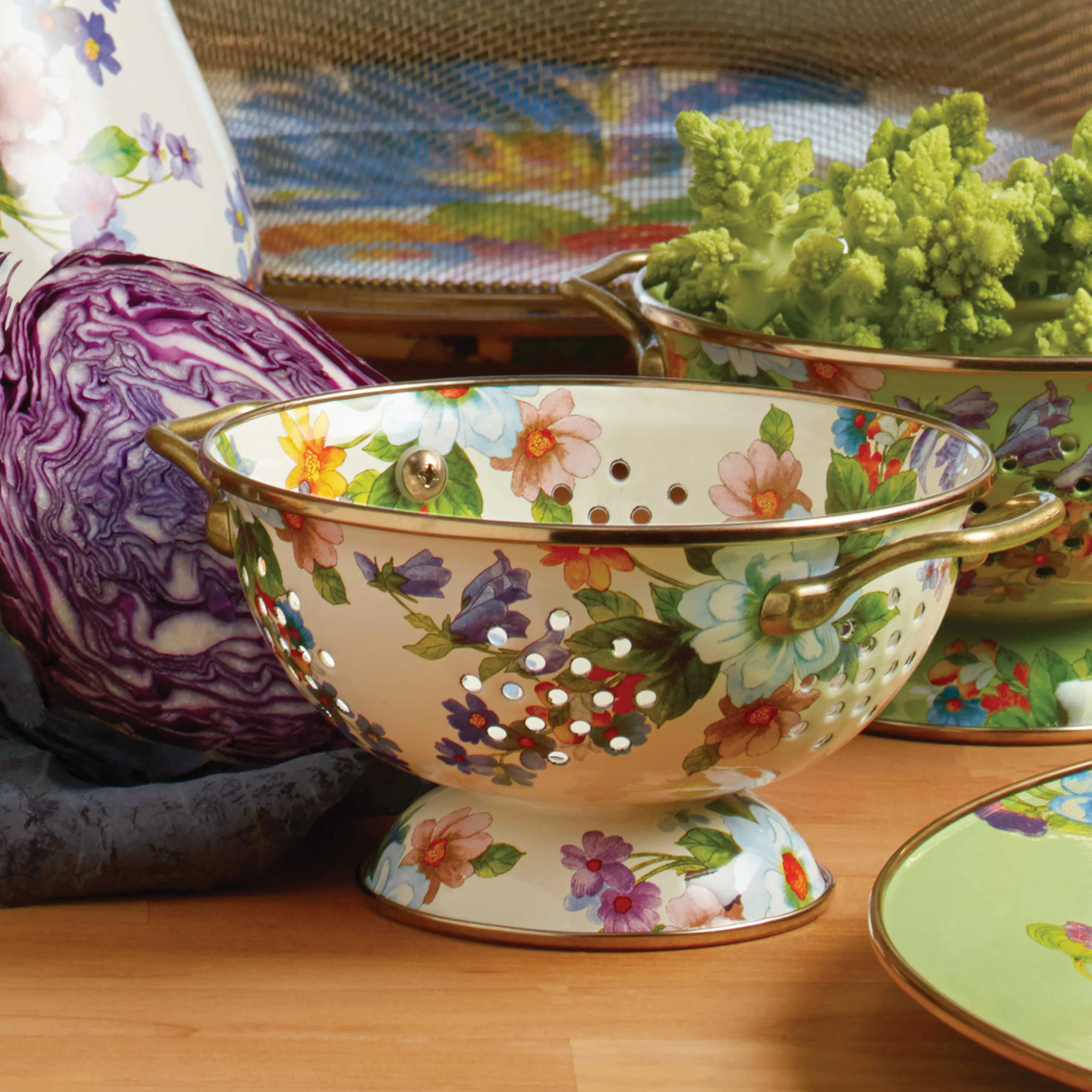 Flower Market Small Colander - White