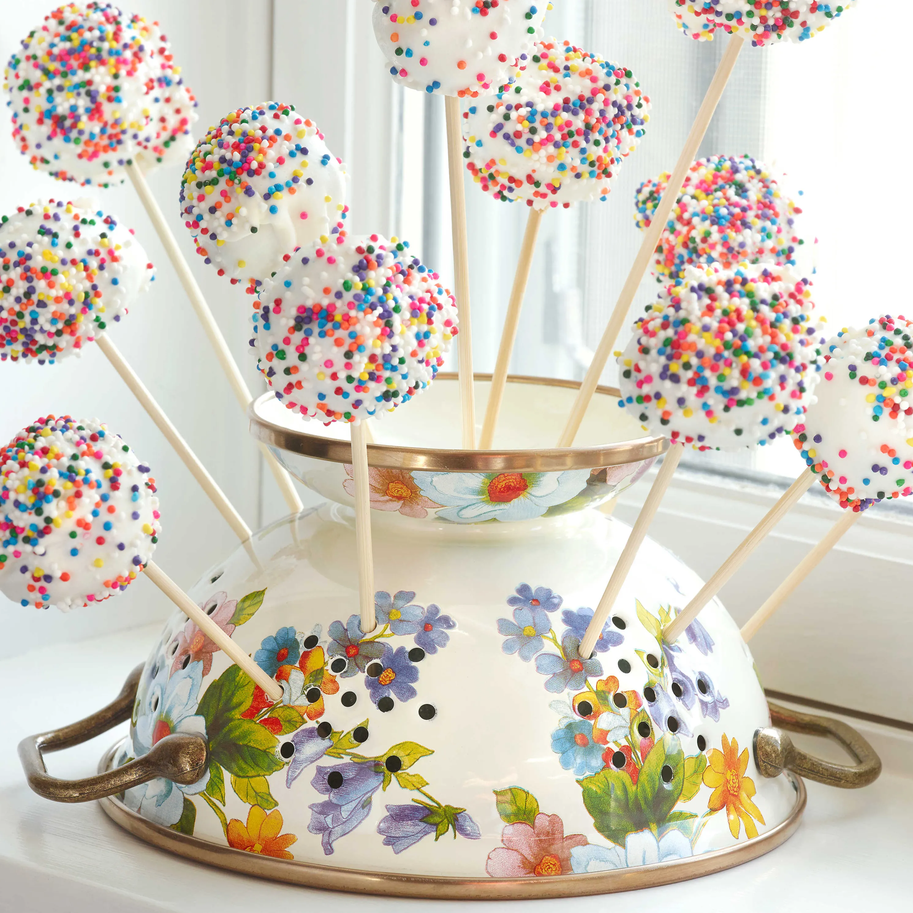 Flower Market Small Colander - White