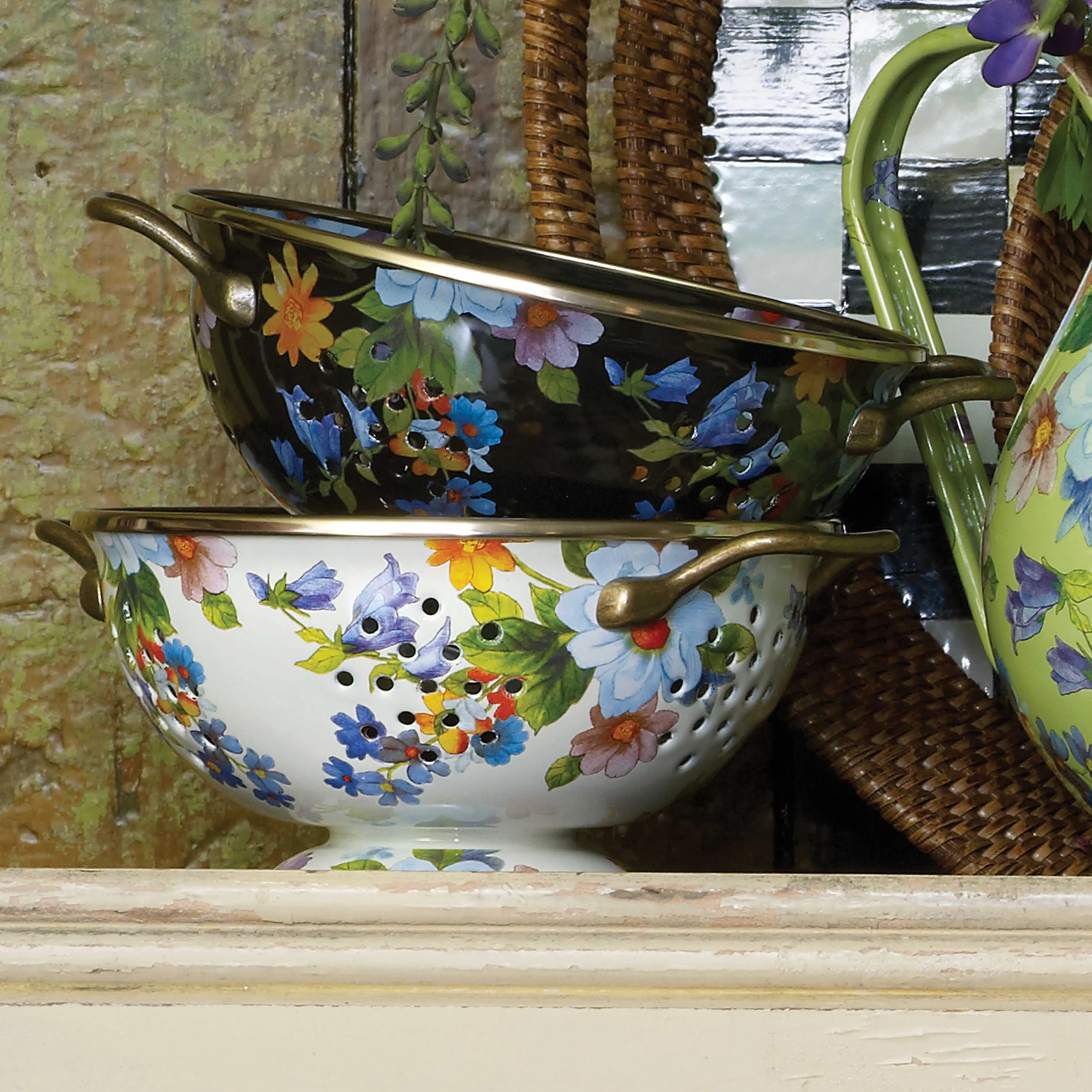 Flower Market Small Colander - White