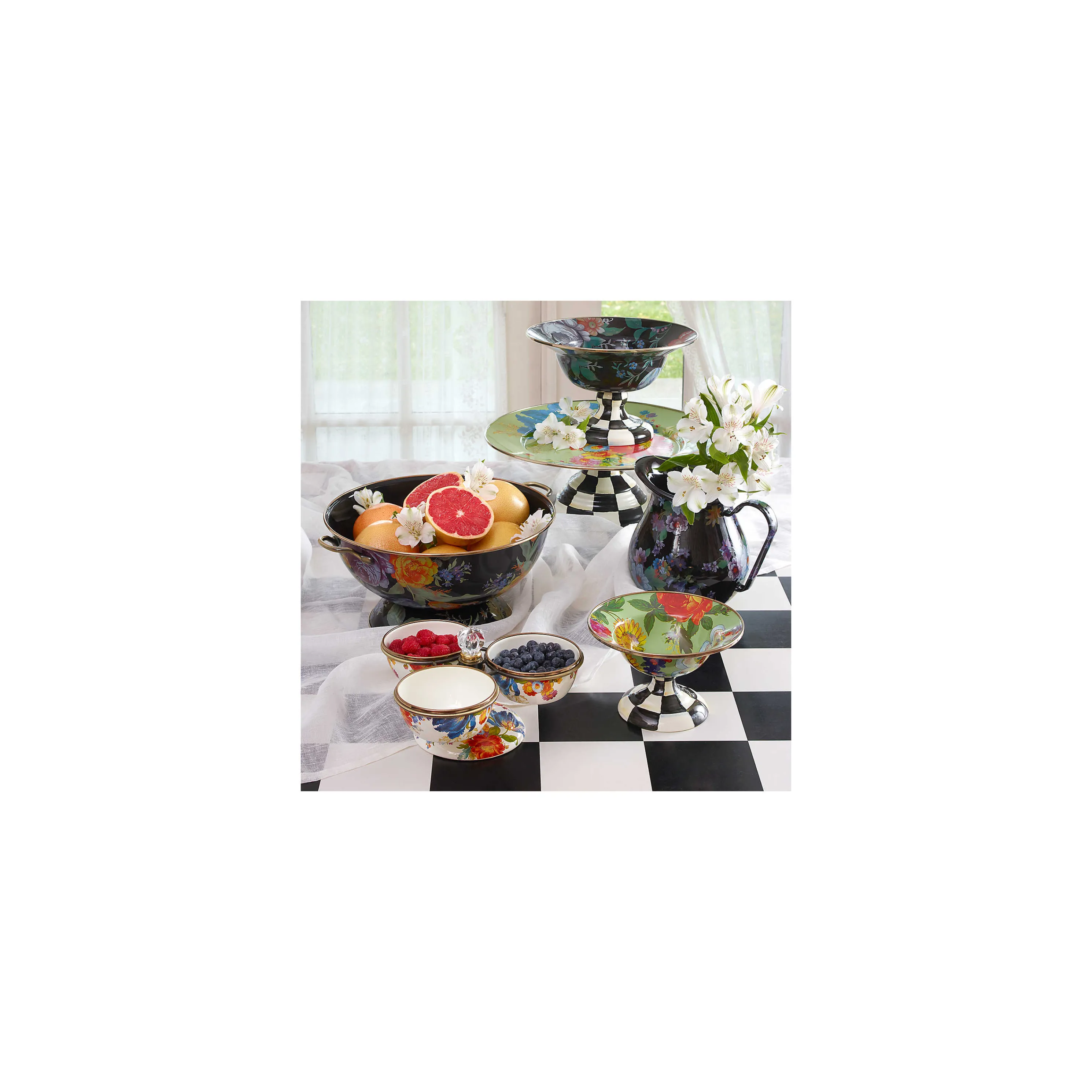 Flower Market Small Compote - Black