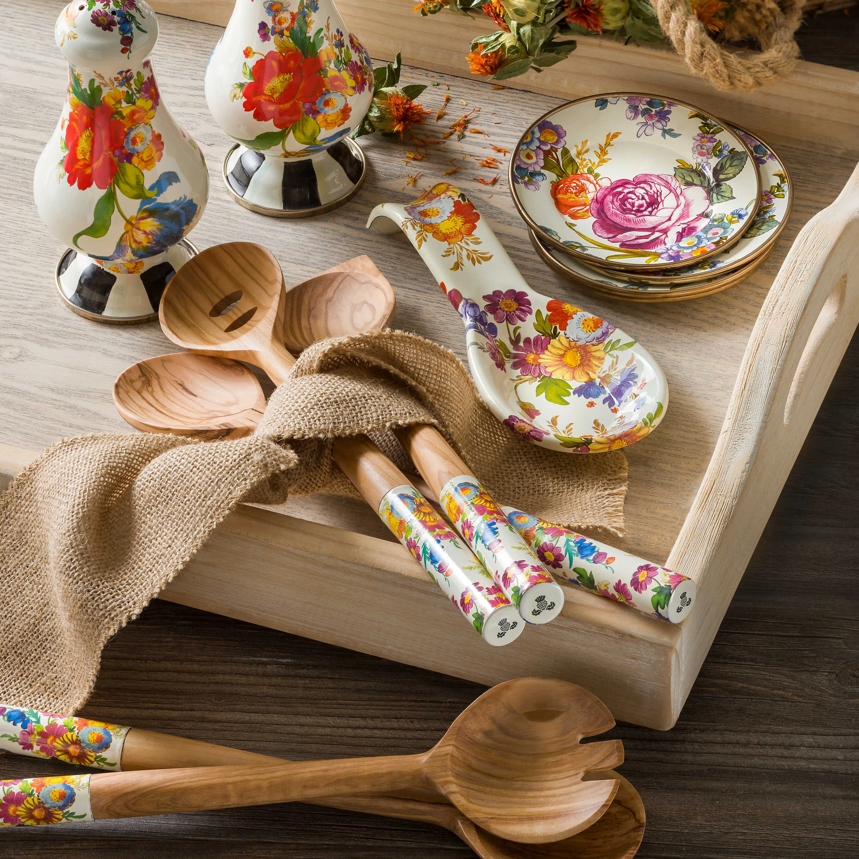 Flower Market Spoon Rest - White